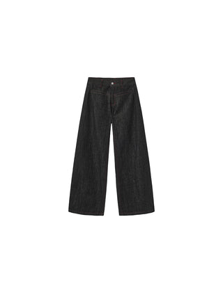 Vintage Curved Wide-Leg Trousers
