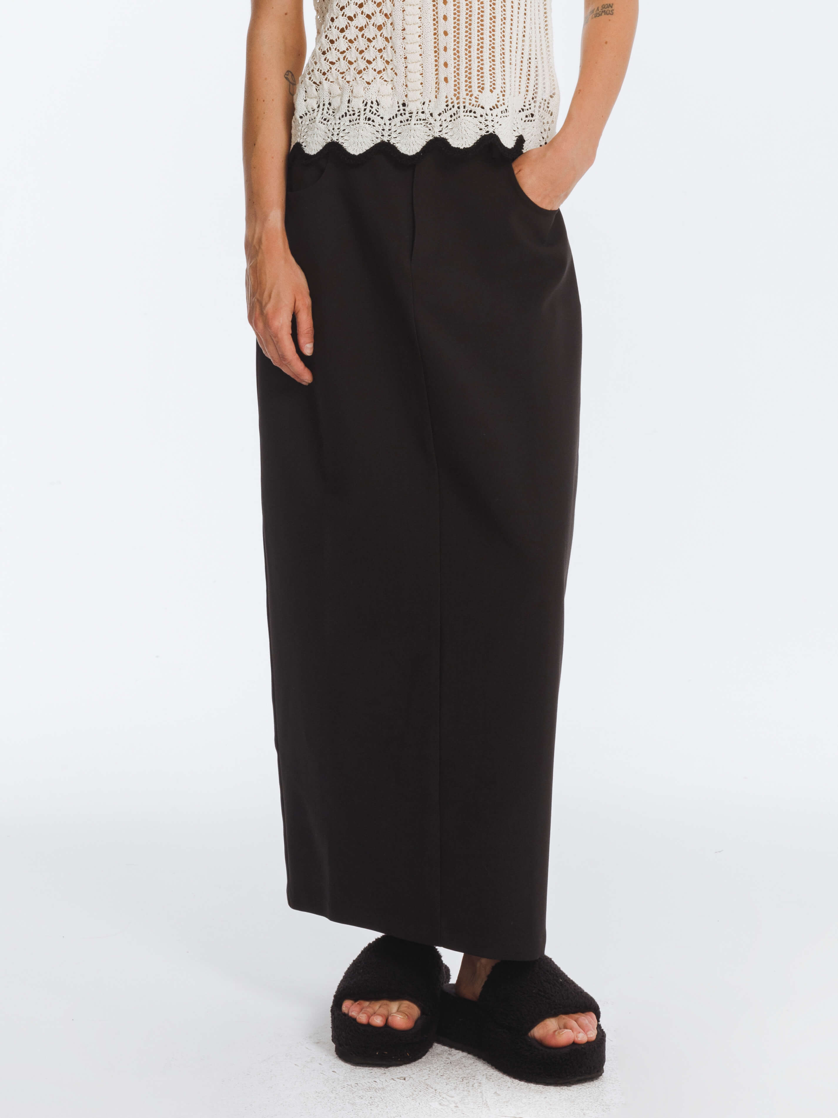 High Waist Long skirt with Back Slit-8