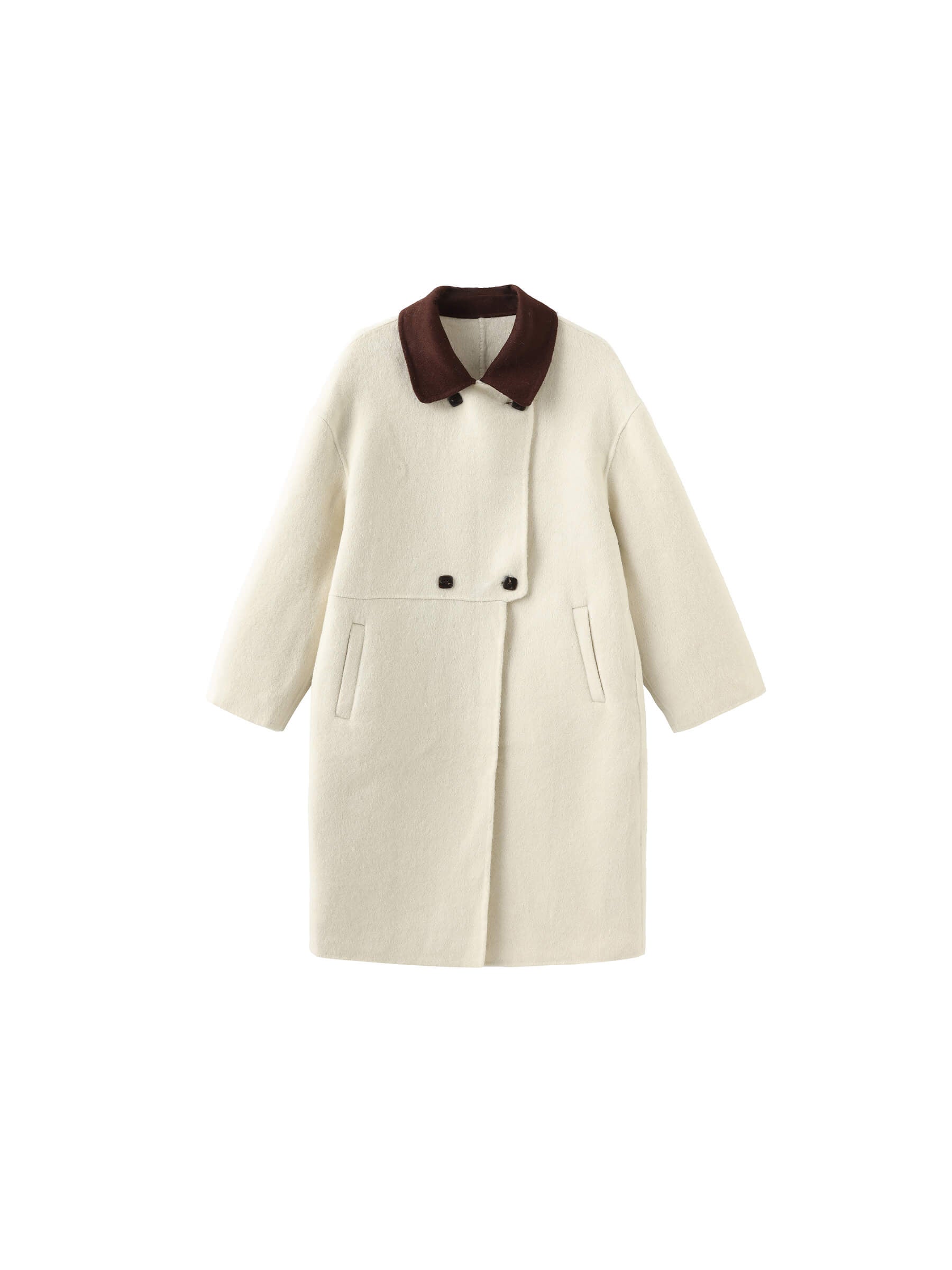 Contrast Coloured Collar Wool Coat-8