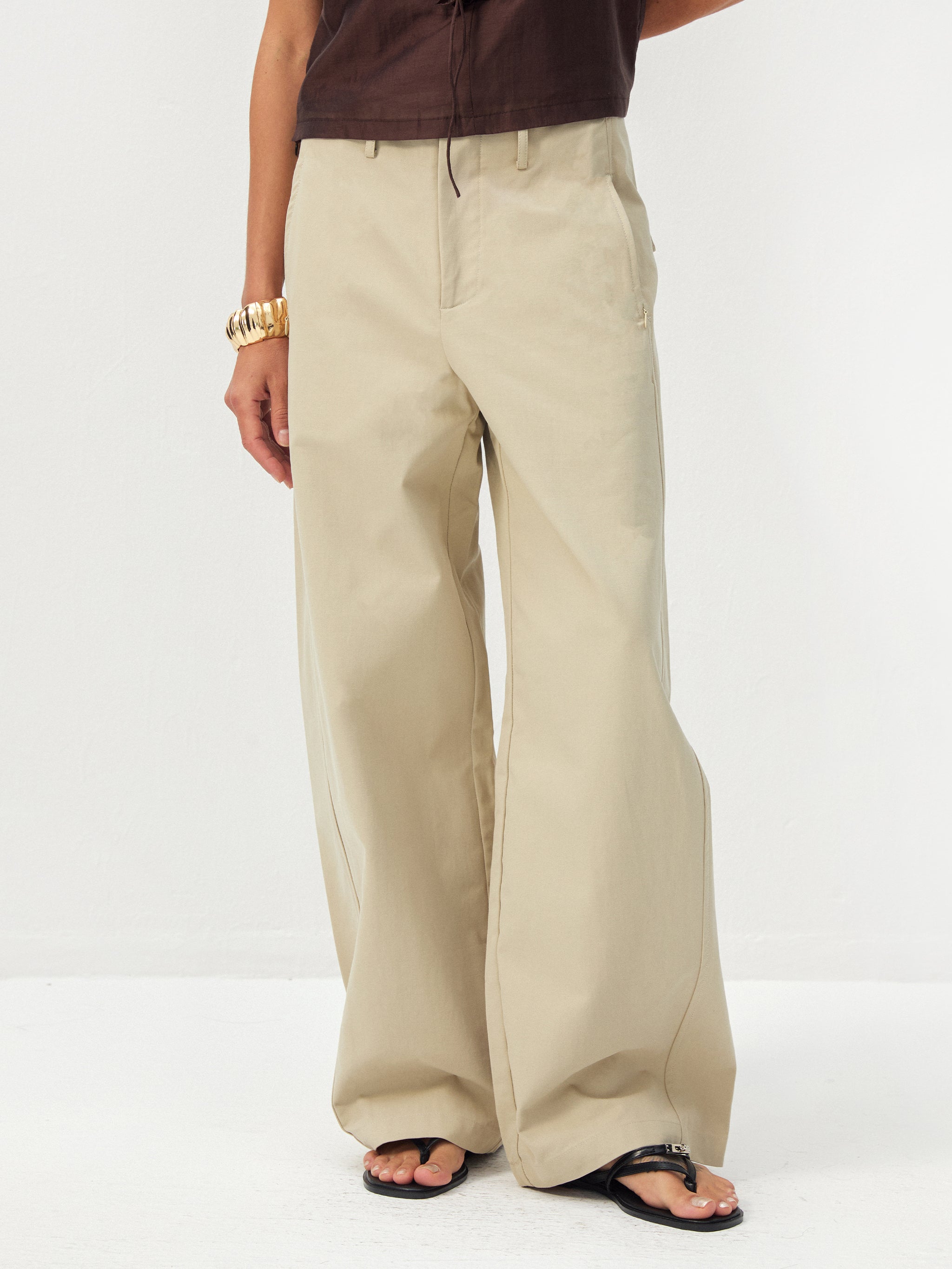 CUBIC 100%Cotton Casual Wide-Leg Trousers-7