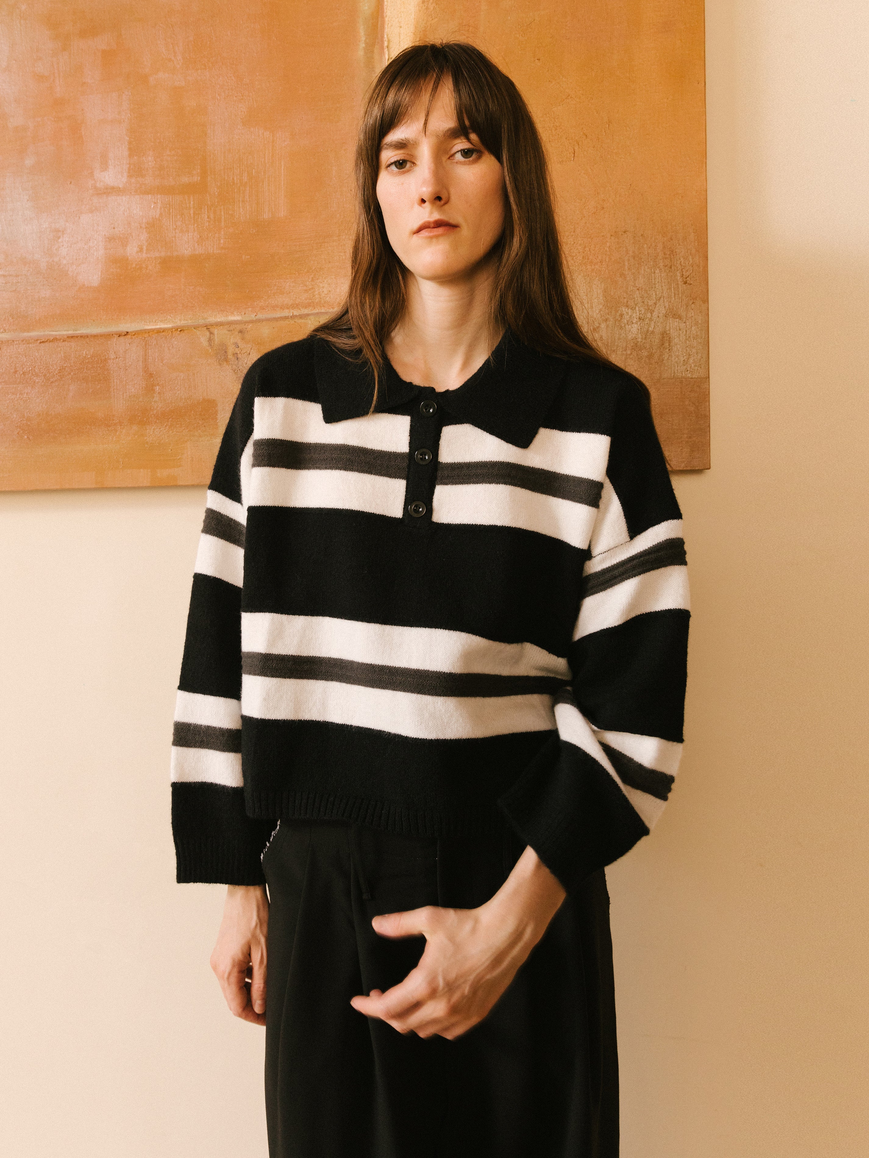 Oversized Contrast Striped Sweater-8