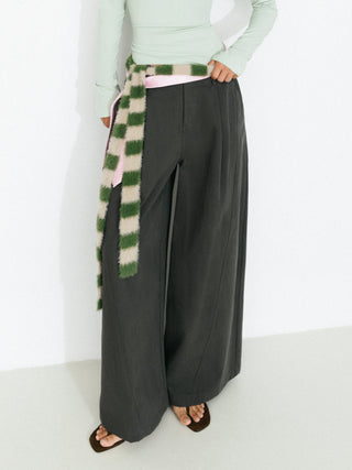 100% Cotton High-Waisted Wide-Leg Casual Trousers