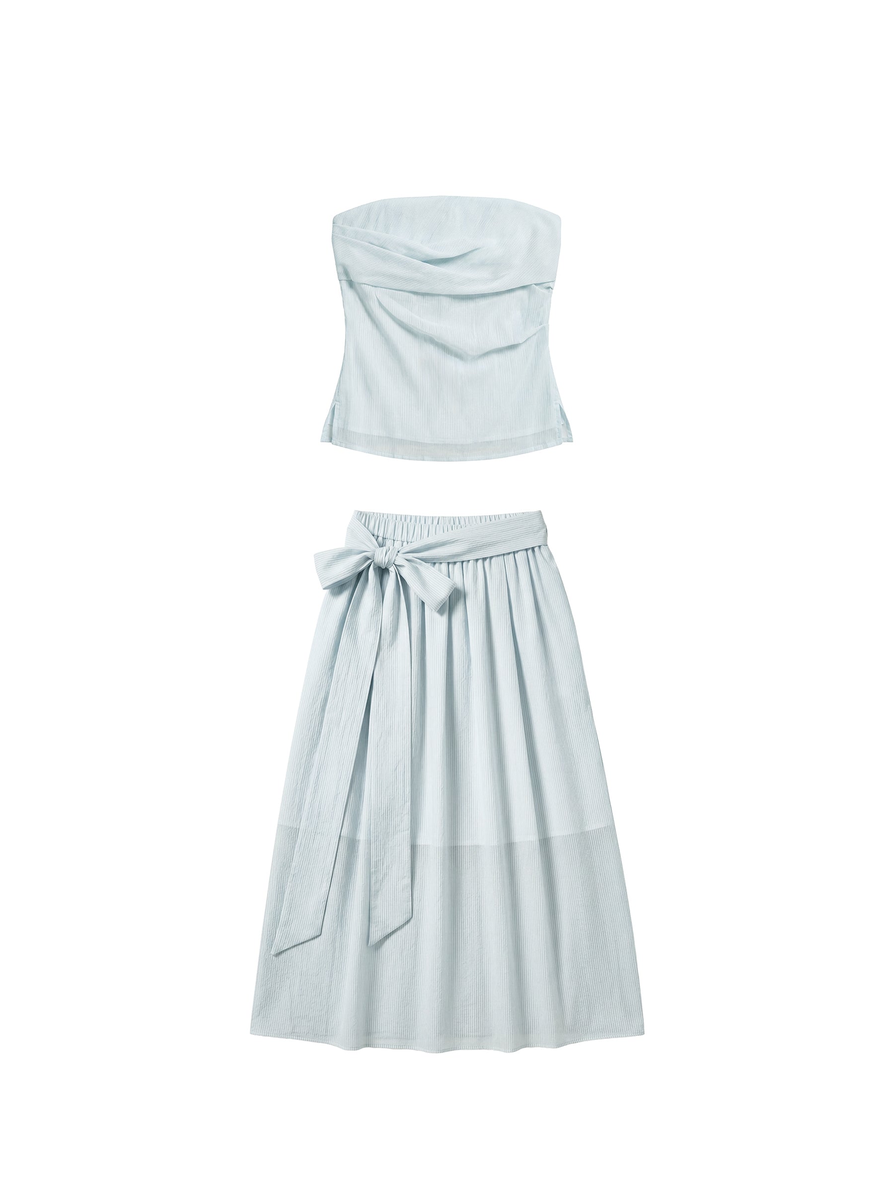CUBIC Recycled Viscose Blend Strapless Maxi Skirt Set-7