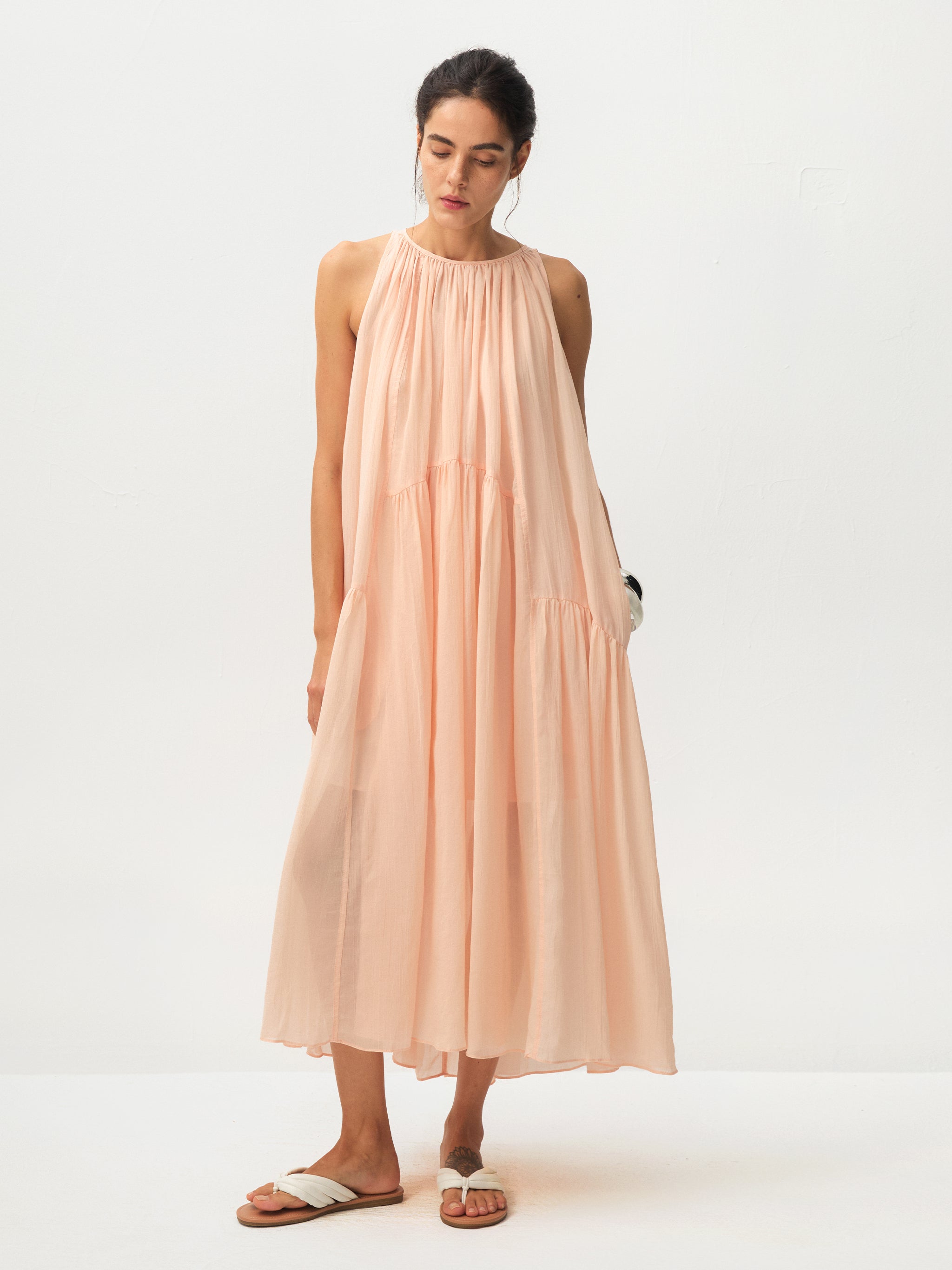 CUBIC Tiered Halter Neck Lyocell Midi Dress-7