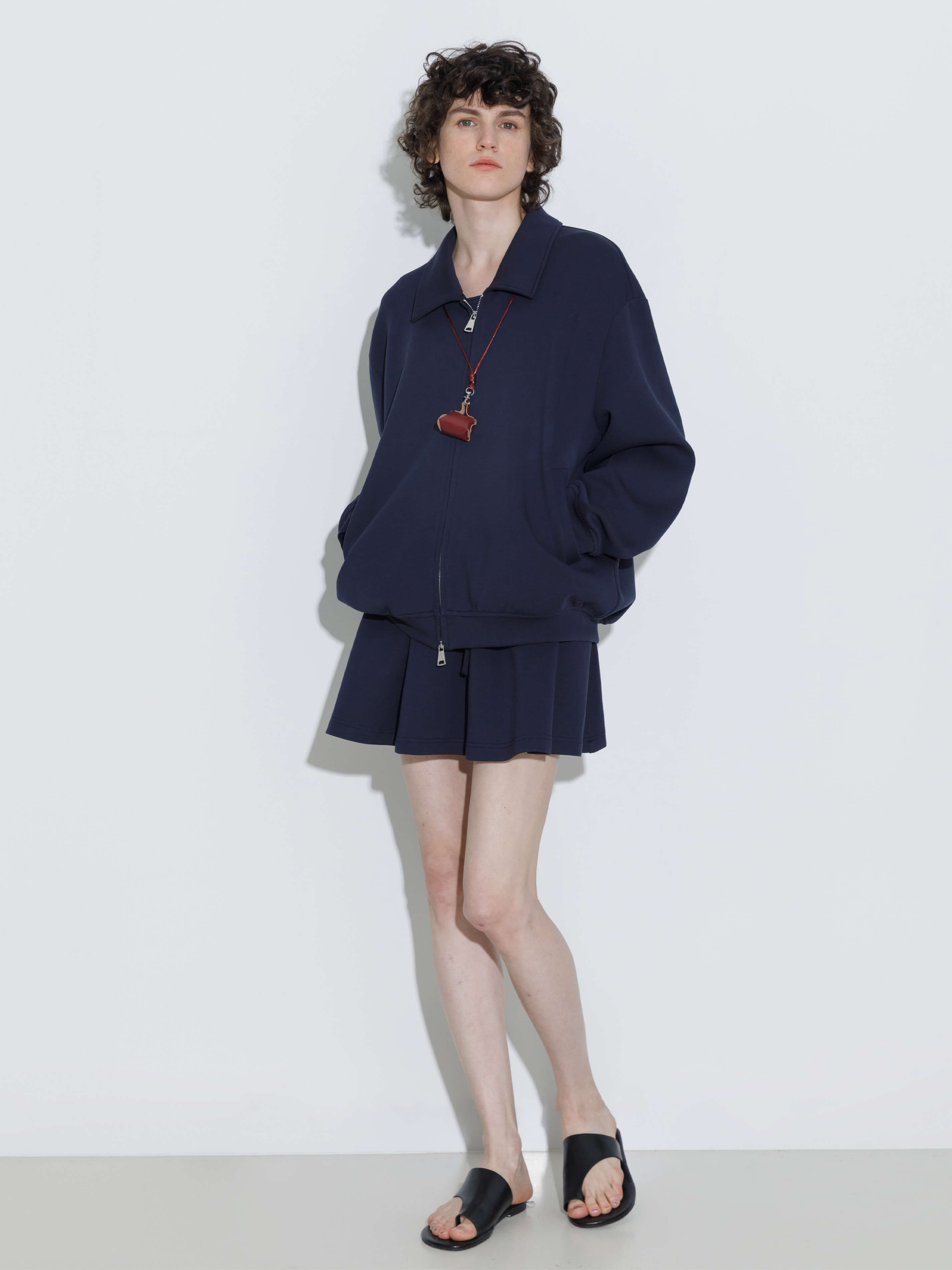 Drawstring Waist A-line Sweat Skirt-11