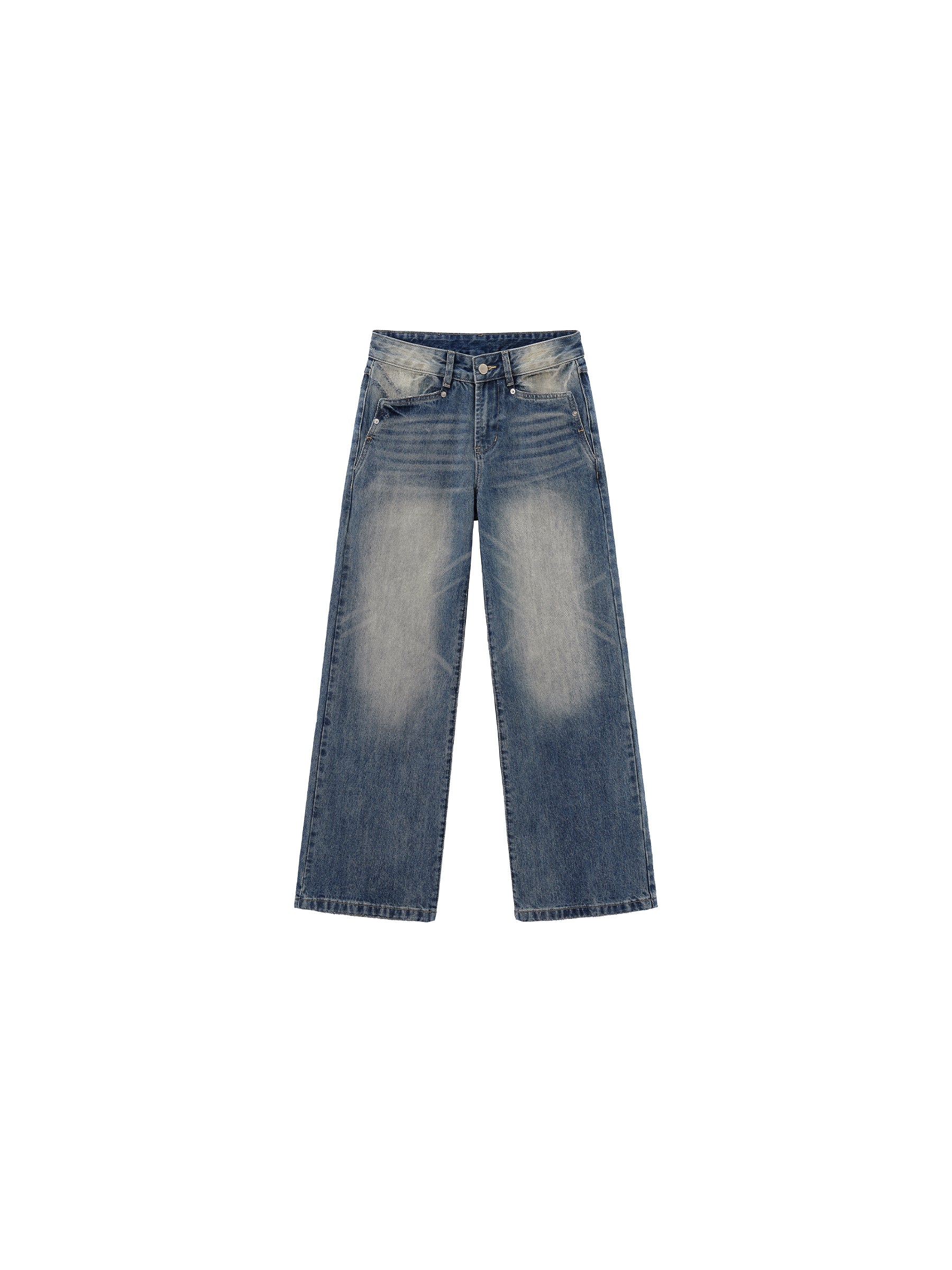 CUBIC Retro Washed Straight Leg Jeans-7