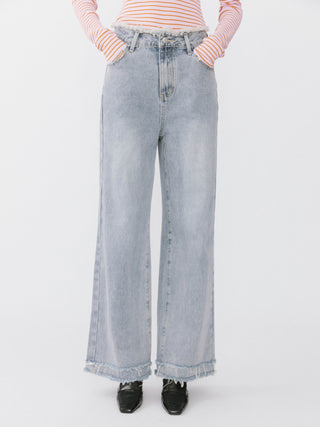 Raw Edge Wide Leg Jeans