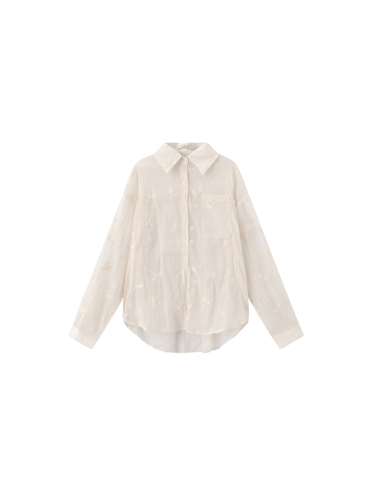 Lightweight Ice Silk Embroidered Sheer Shirt-7