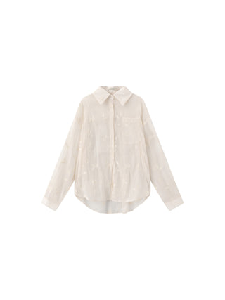 Lightweight Ice Silk Embroidered Sheer Shirt