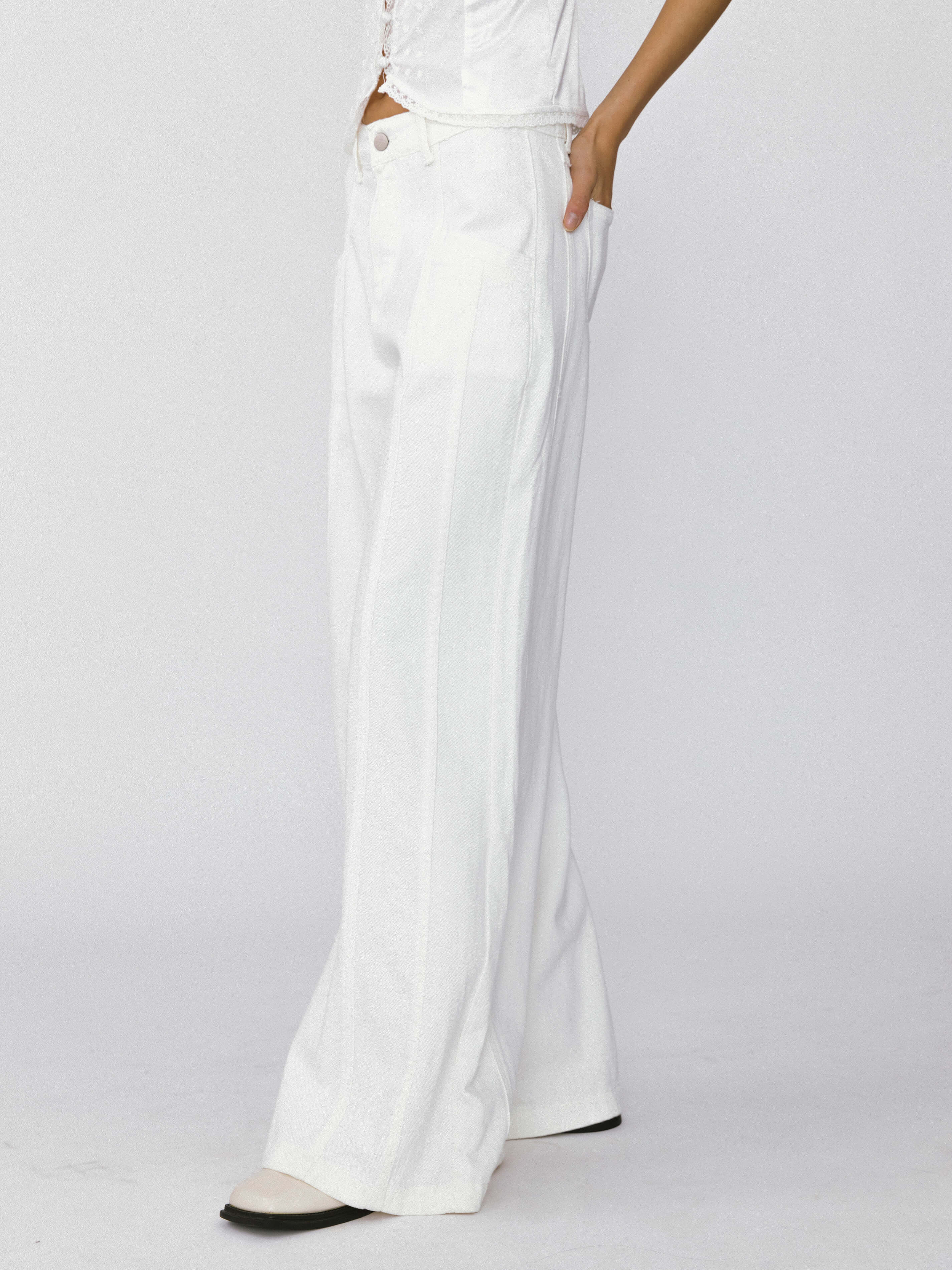Front Stitch Wide Leg Jeans-8