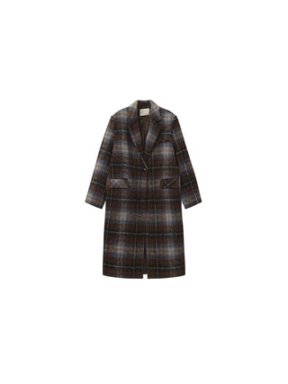 Vintage Plaid Longline Blazer Coat