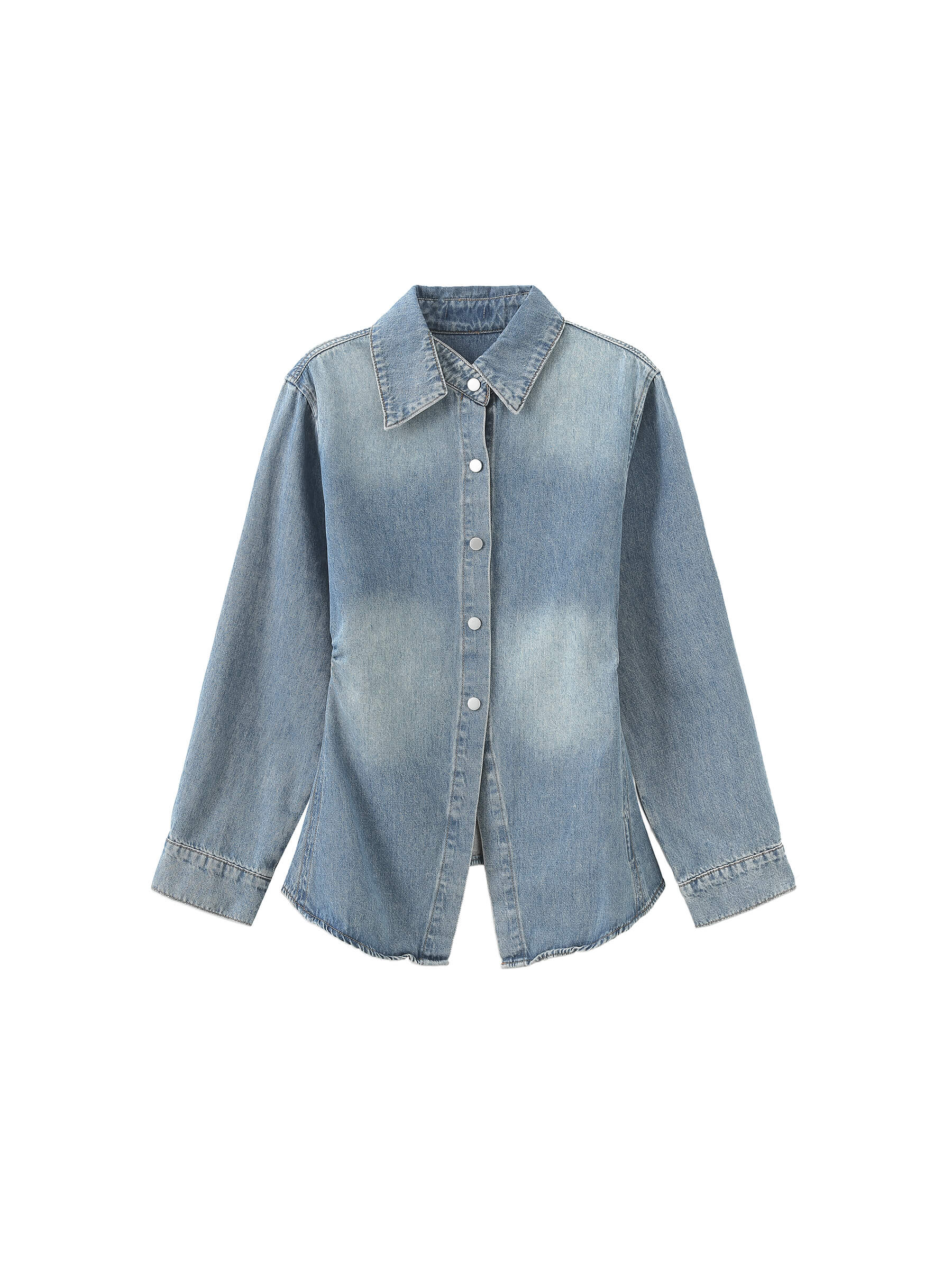 Blue Denim 100% Cotton Long Shirt-8