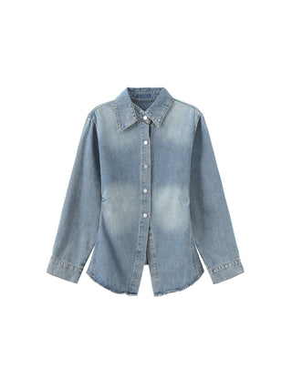 Blue Denim 100% Cotton Long Shirt