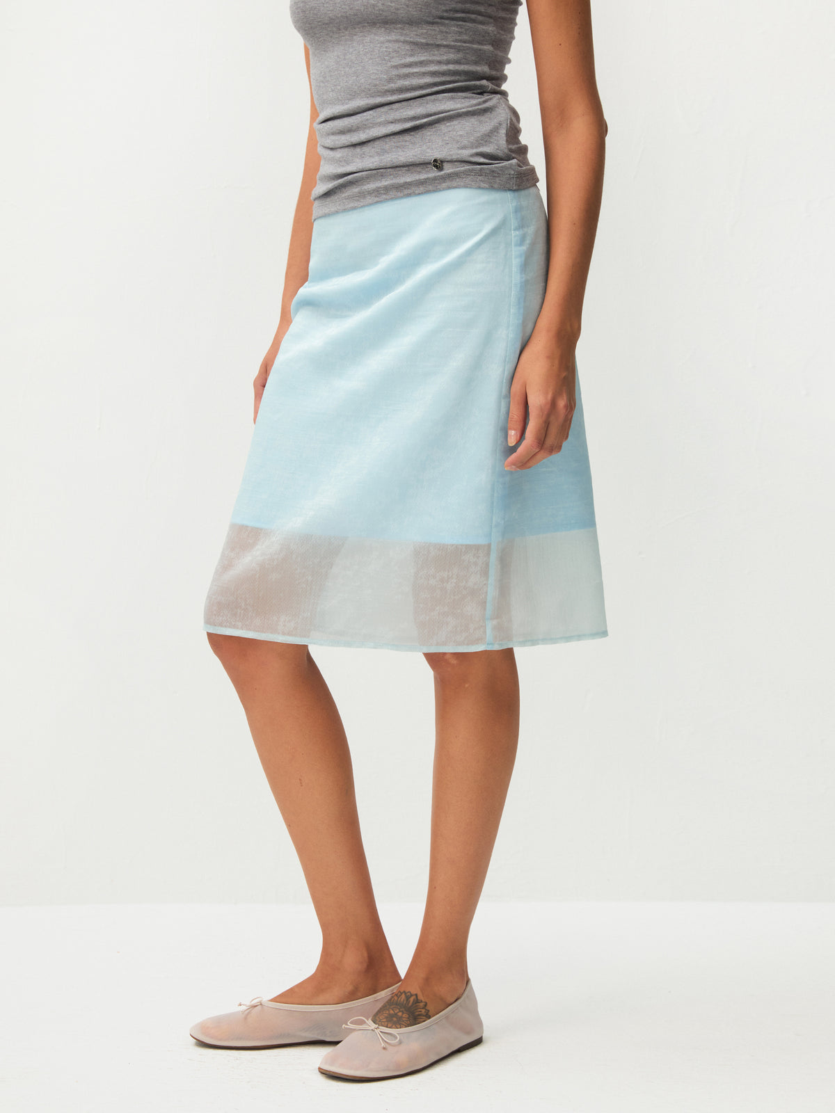 CUBIC  Lyocell Semi-Sheer Pencil Midi Skirt-7