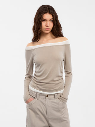 CUBIC Tencel Wool Blend Off-Shoulder T-Shirt
