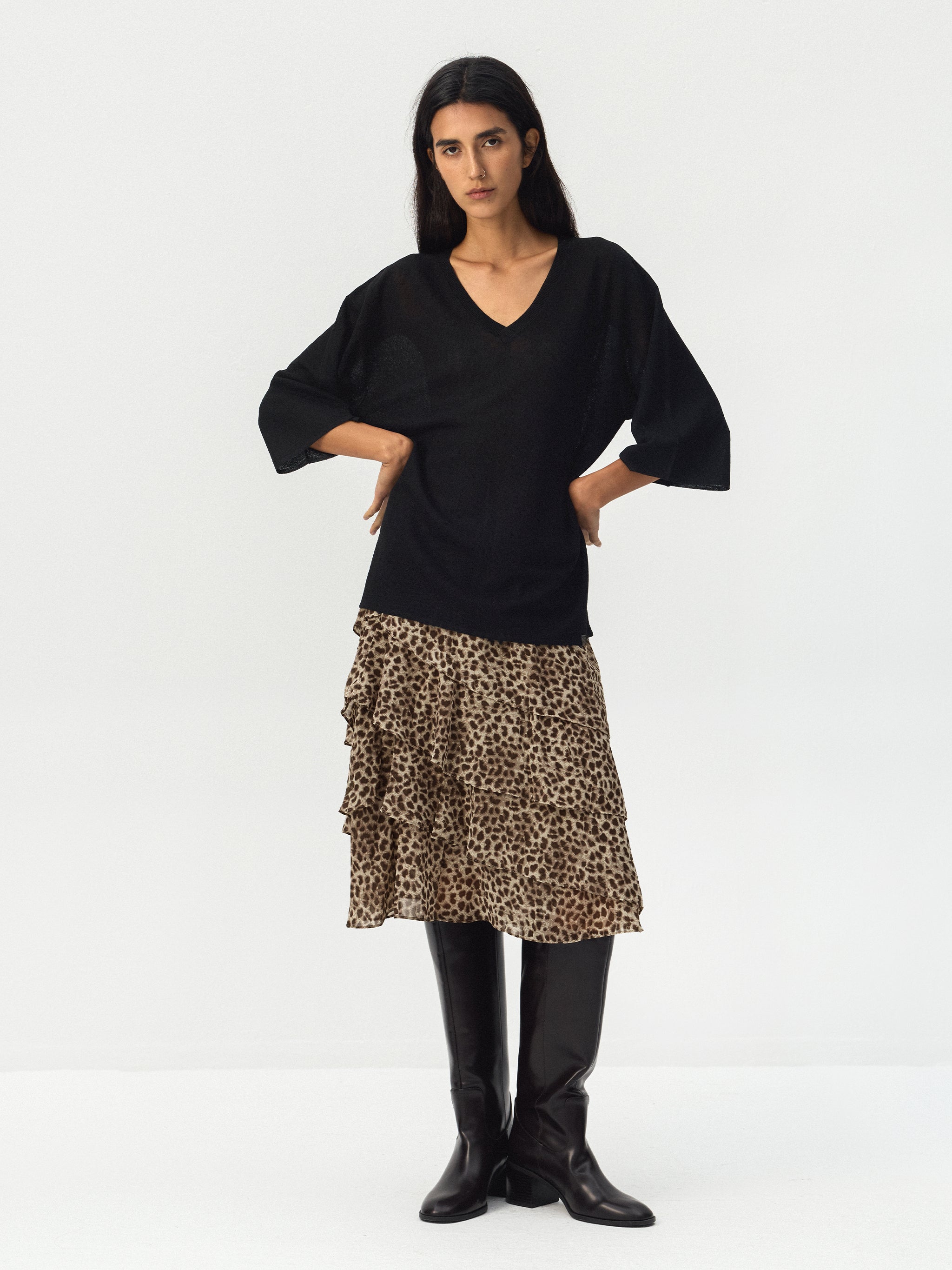 CUBIC Batwing Sleeve Knit Top-7