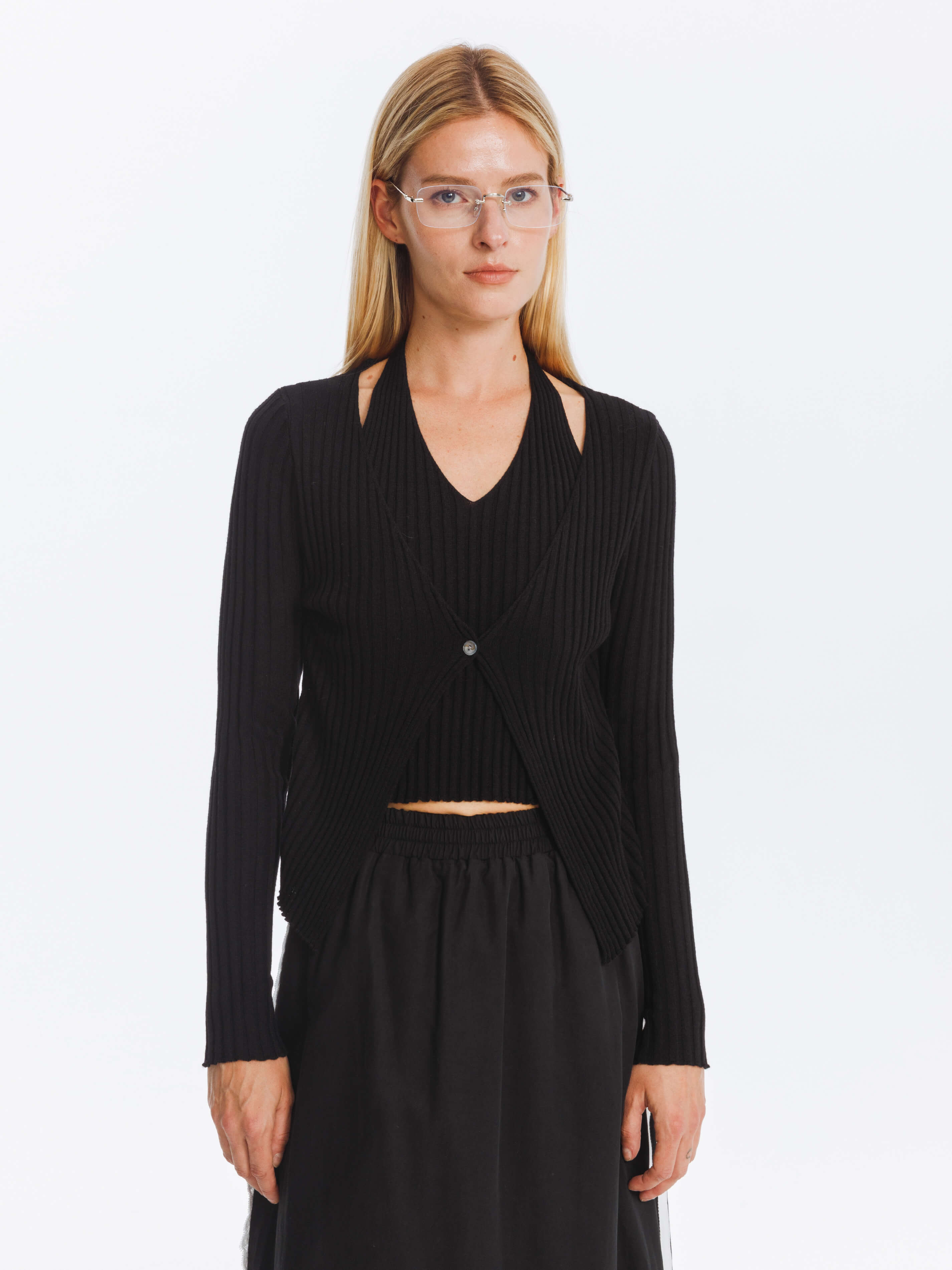 Single Button Cardigan with Wool Blend-8