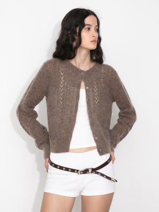 Cropped Open-Knit Cardigan