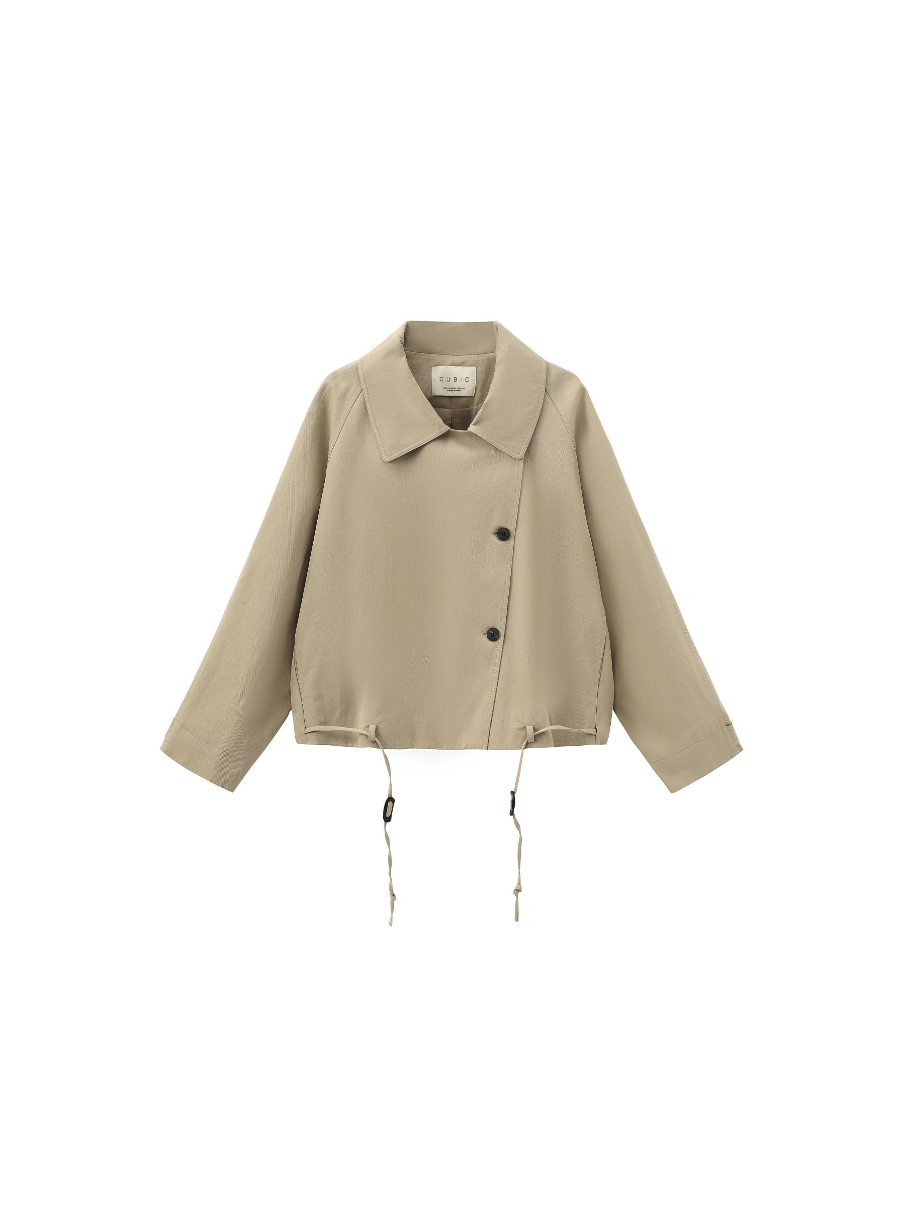 Cropped Drawstring Trench Coat-7