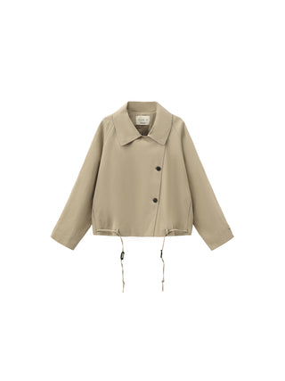 Cropped Drawstring Trench Coat
