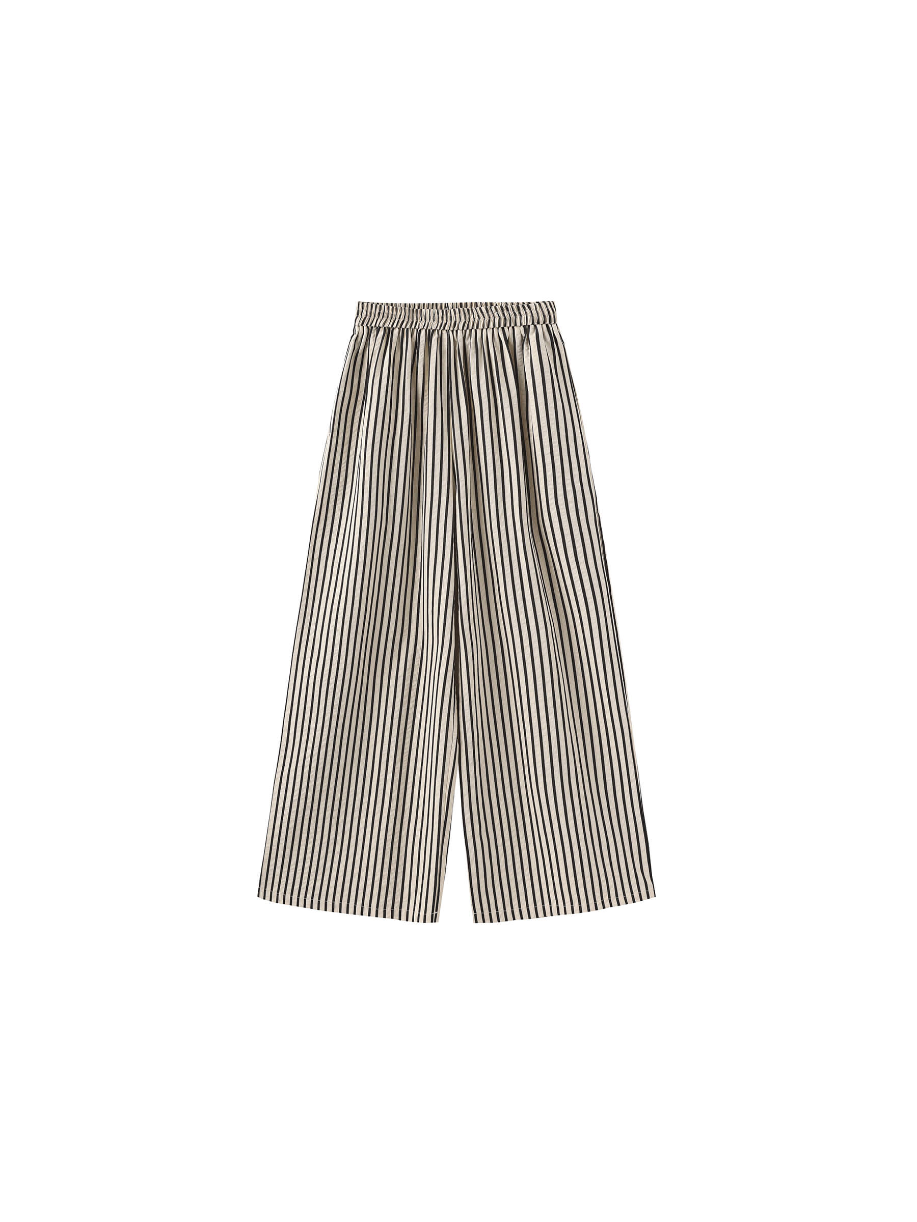 Elastic Waist Striped Straight Trousers-8