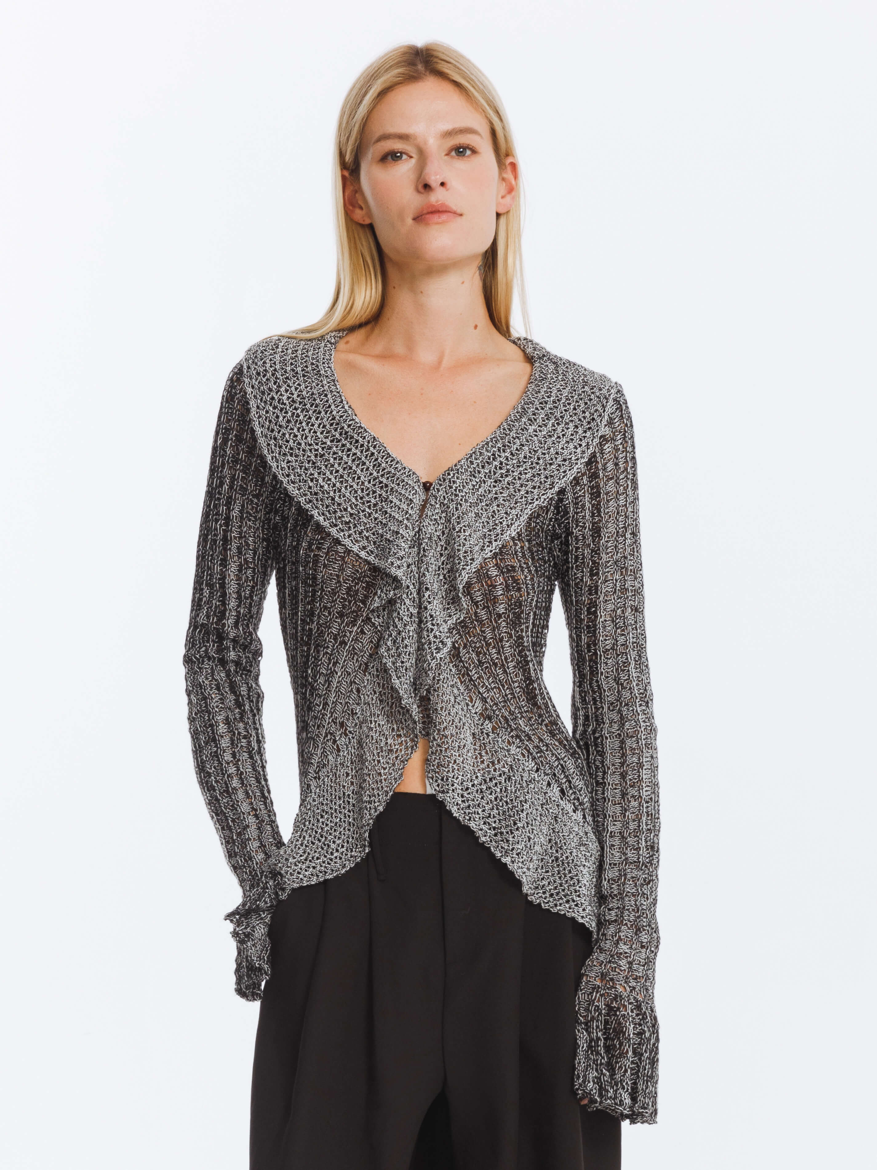 Special Yarn Hollowed Long Sleeves Knit Top-8