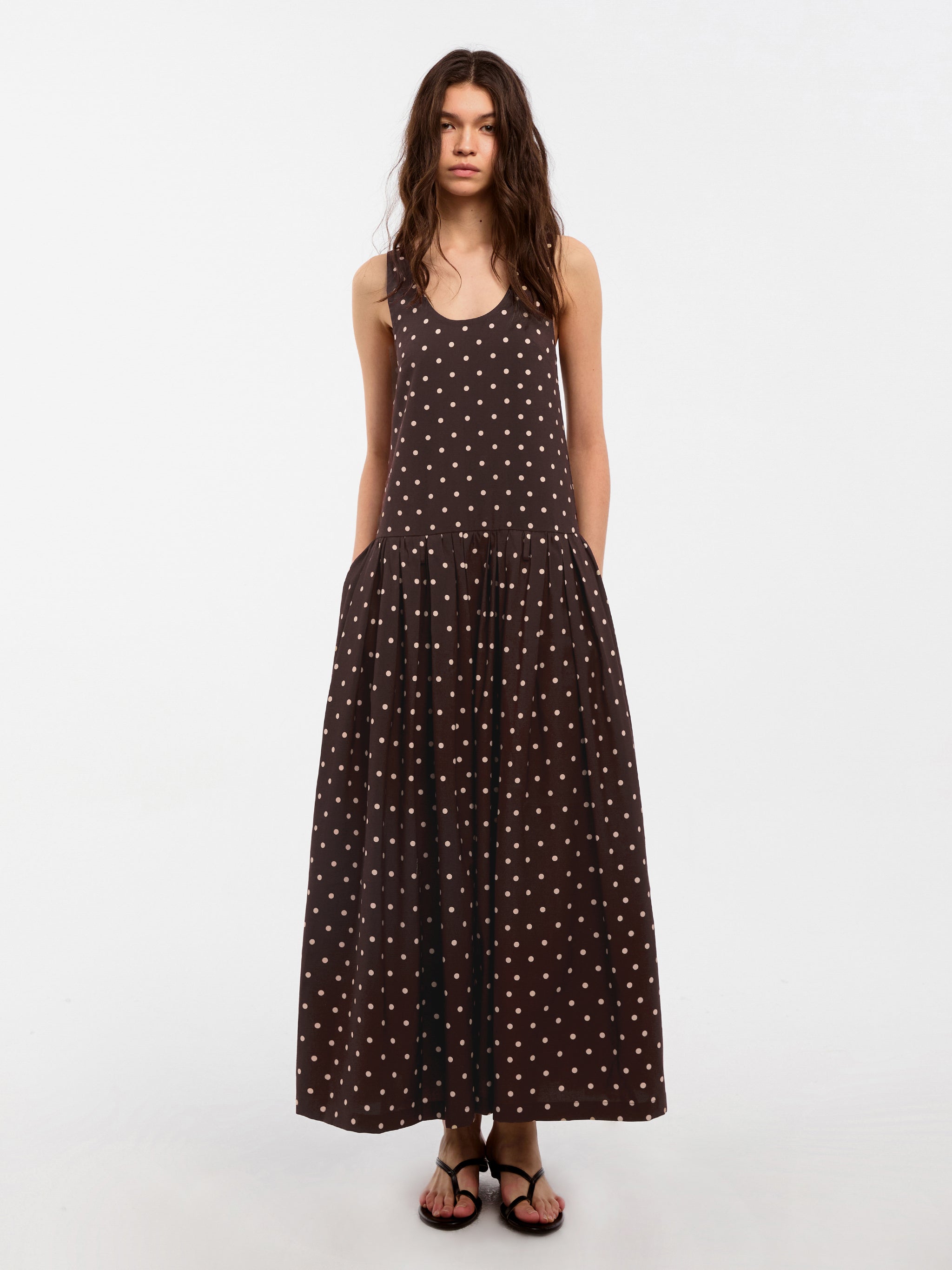 CUBIC Lyocell Solid Color Long Dress-7