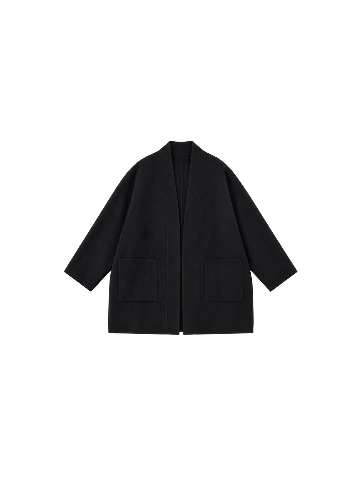 CUBIC Collarless Relaxed Wool-Blend Coat-7