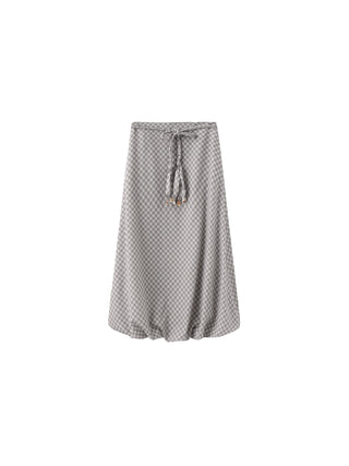 Plaid A-line Maxi Skirt with Belt