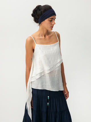 CUBIC Lyocell Asymmetrical Striped Camisole