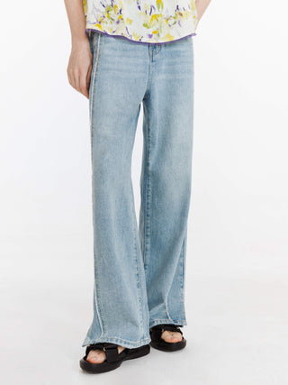Fray Panelled Wide Leg Jeans