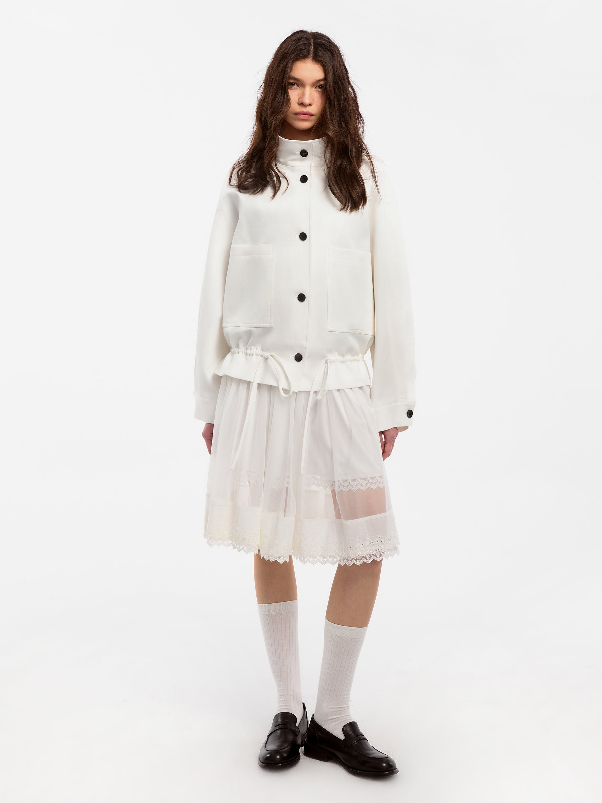 CUBIC Lyocell Drawstring Short Trench Coat-7
