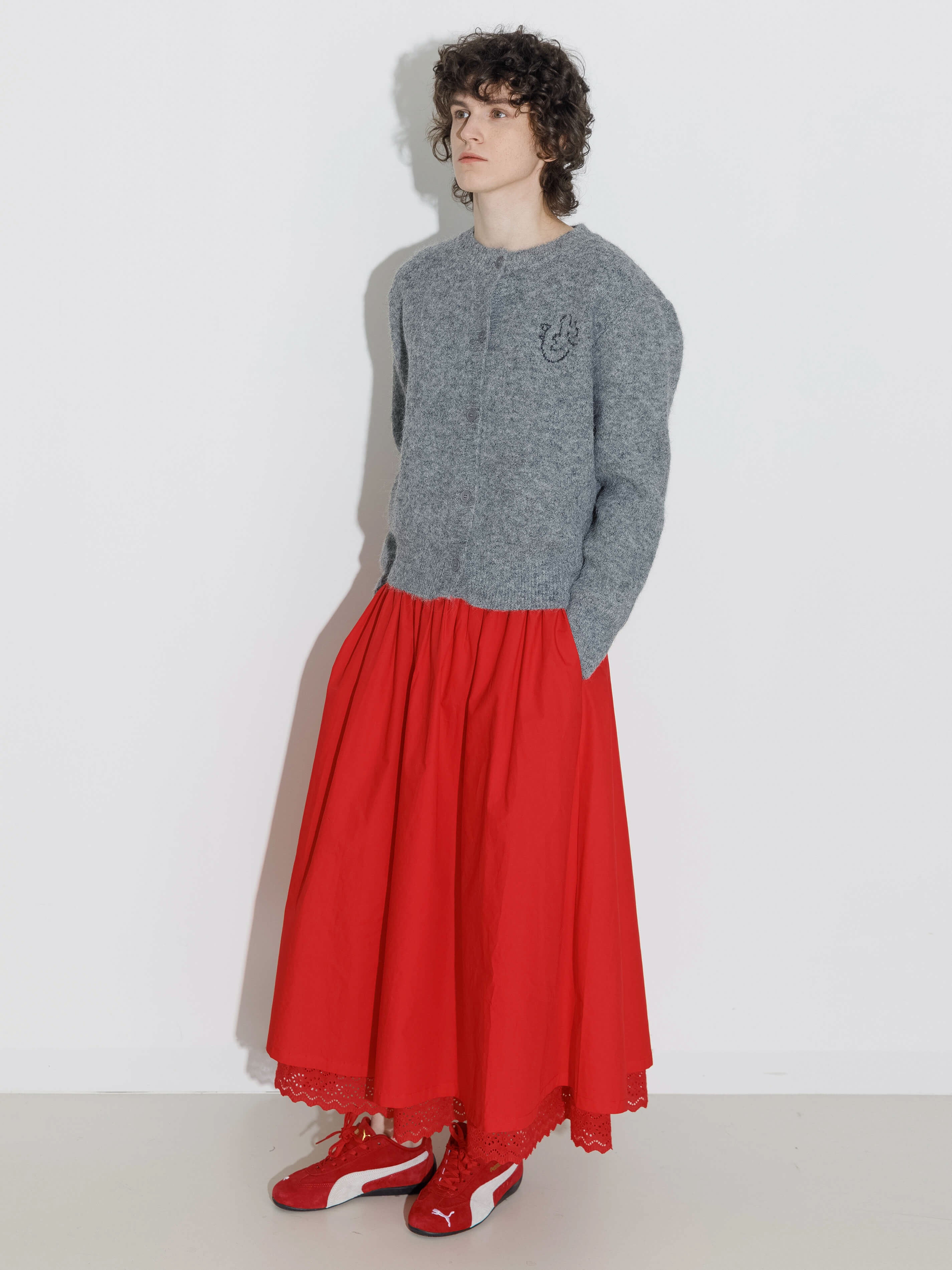 100% Cotton Double Layer Lace A-Line Skirt-4