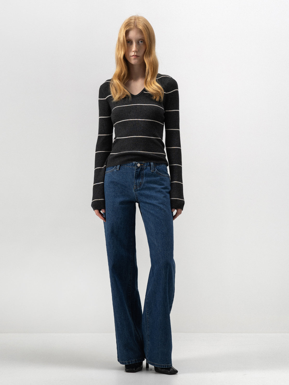CUBIC Striped Scoop-Neck Fitted Top-7
