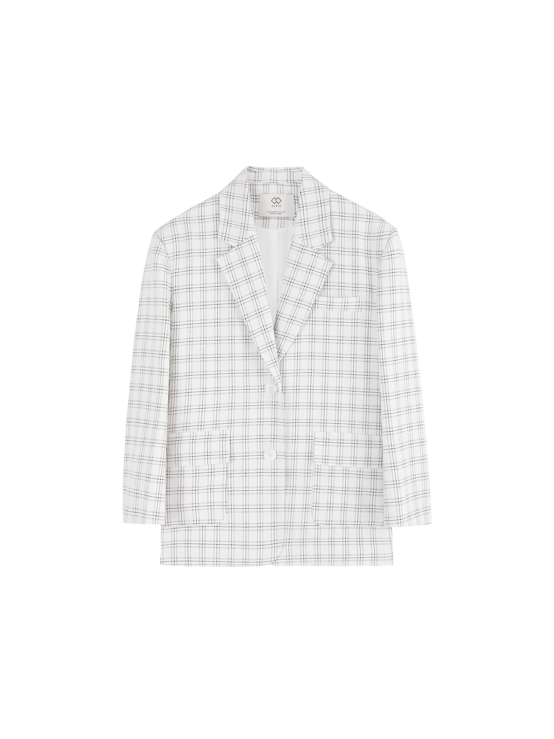 Single Breasted Plaid Oversized Blazer-7