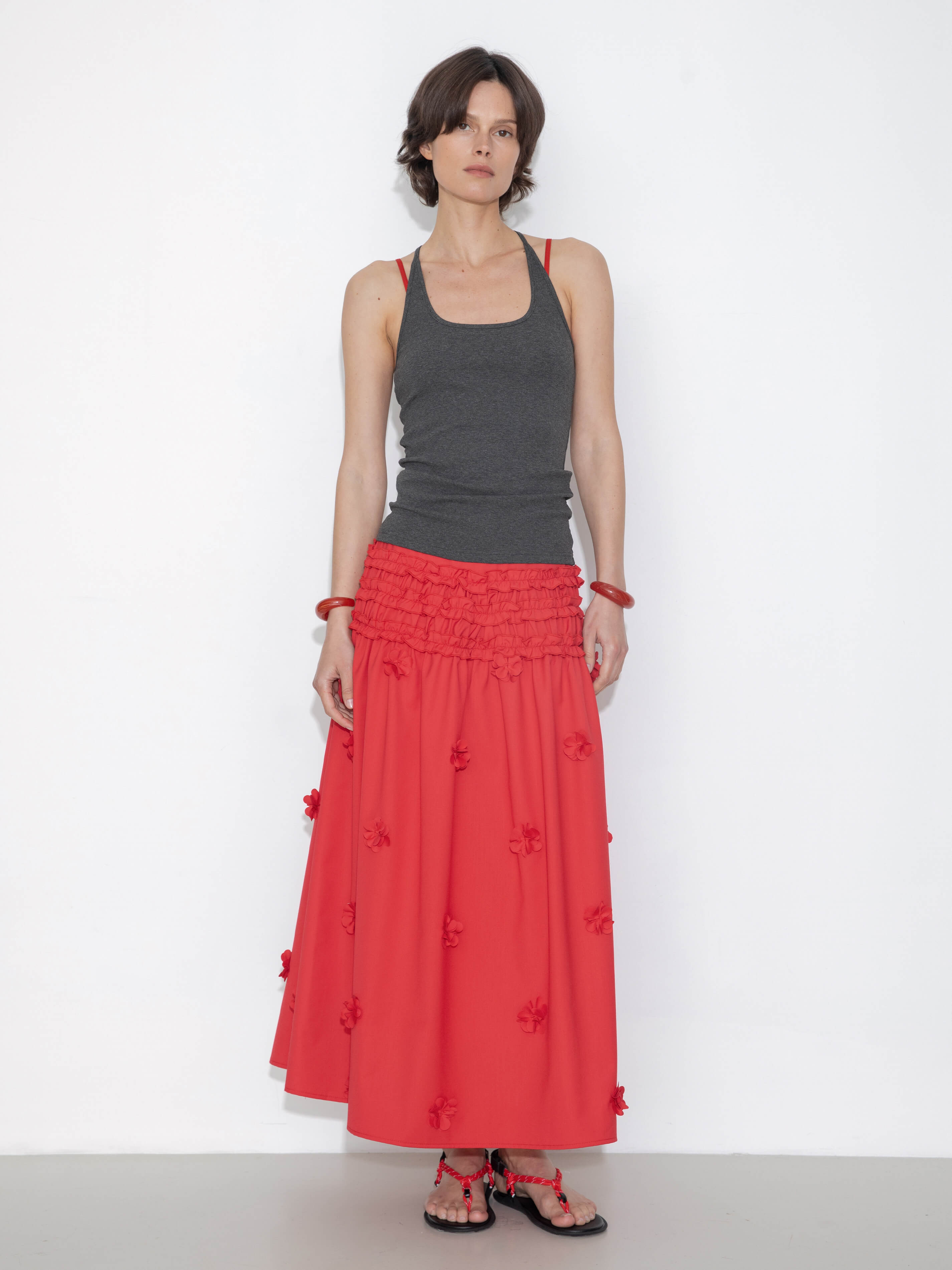 3D Floral Maxi Skirt-12