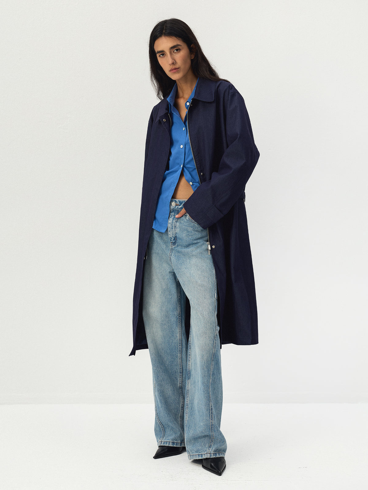 CUBIC Relaxed Point Collar Trench Coat-7