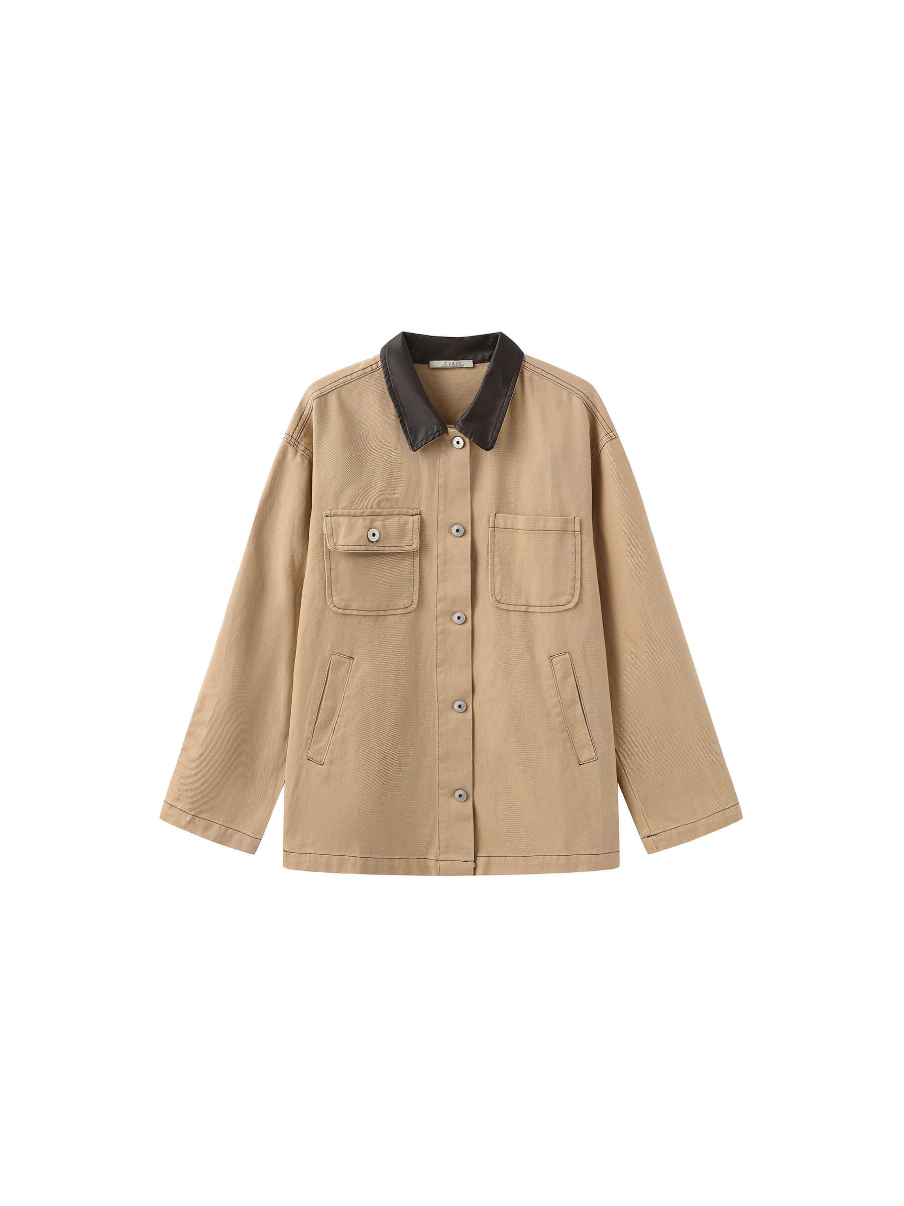 Cotton Loose Lapel Jacket with Asymmetric Pockets-8