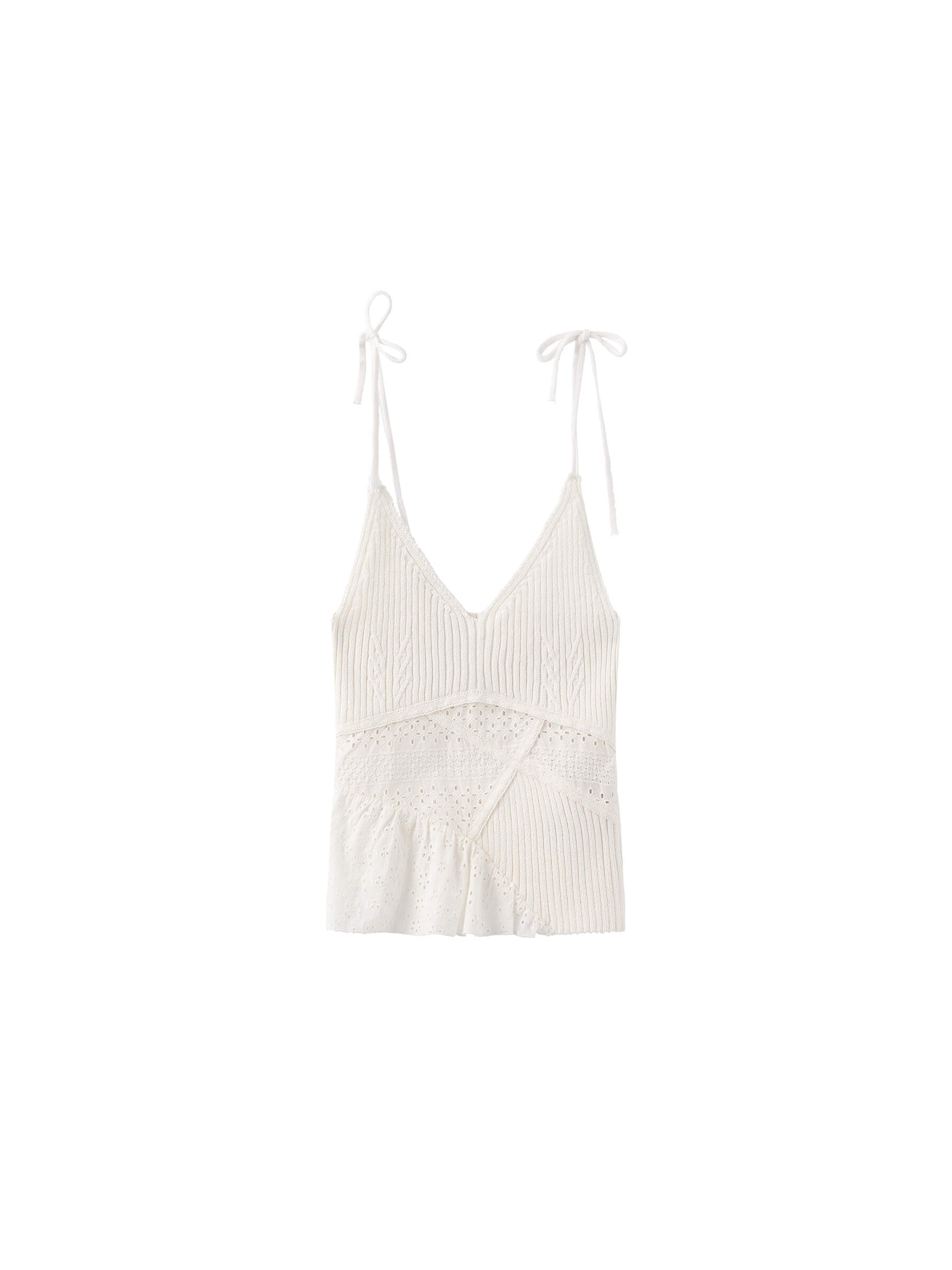 100% Cotton Lace-Detail Knitted Cami Top-8