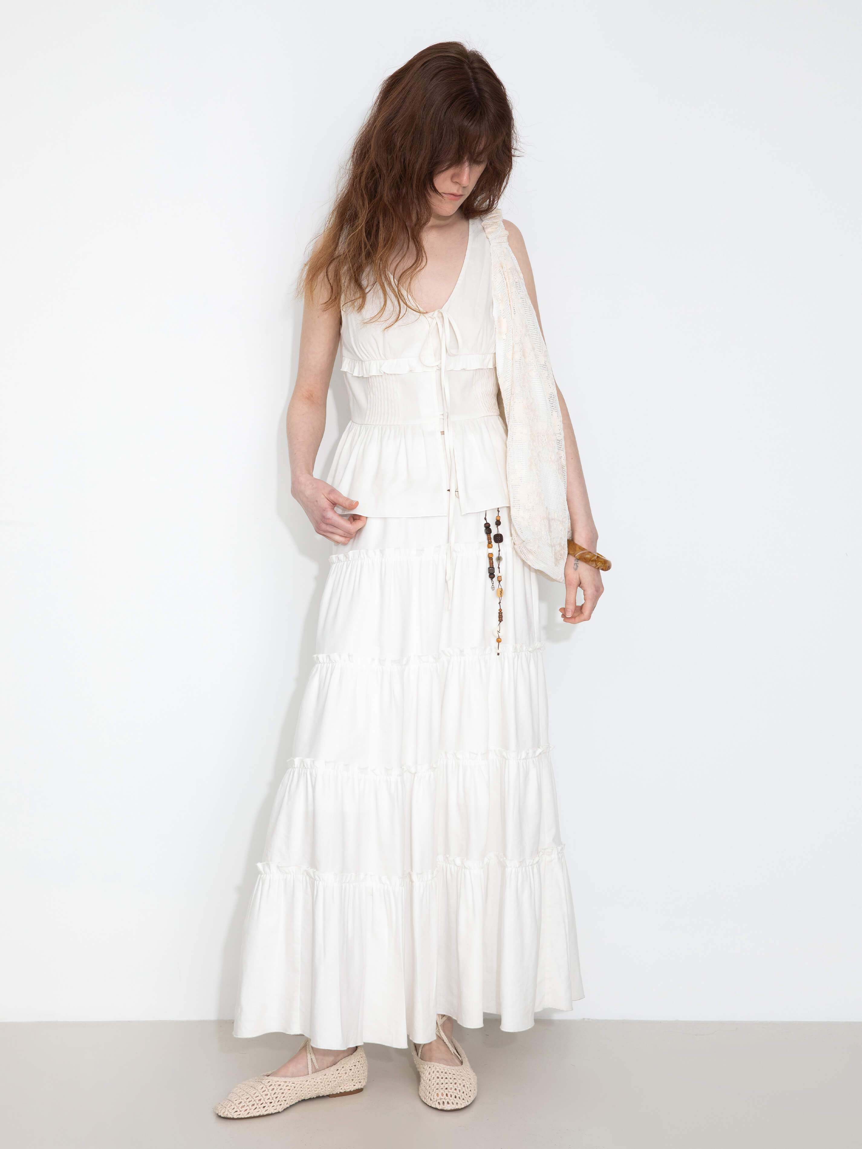 High-Waisted A-Line Maxi Flowy Skirt-8
