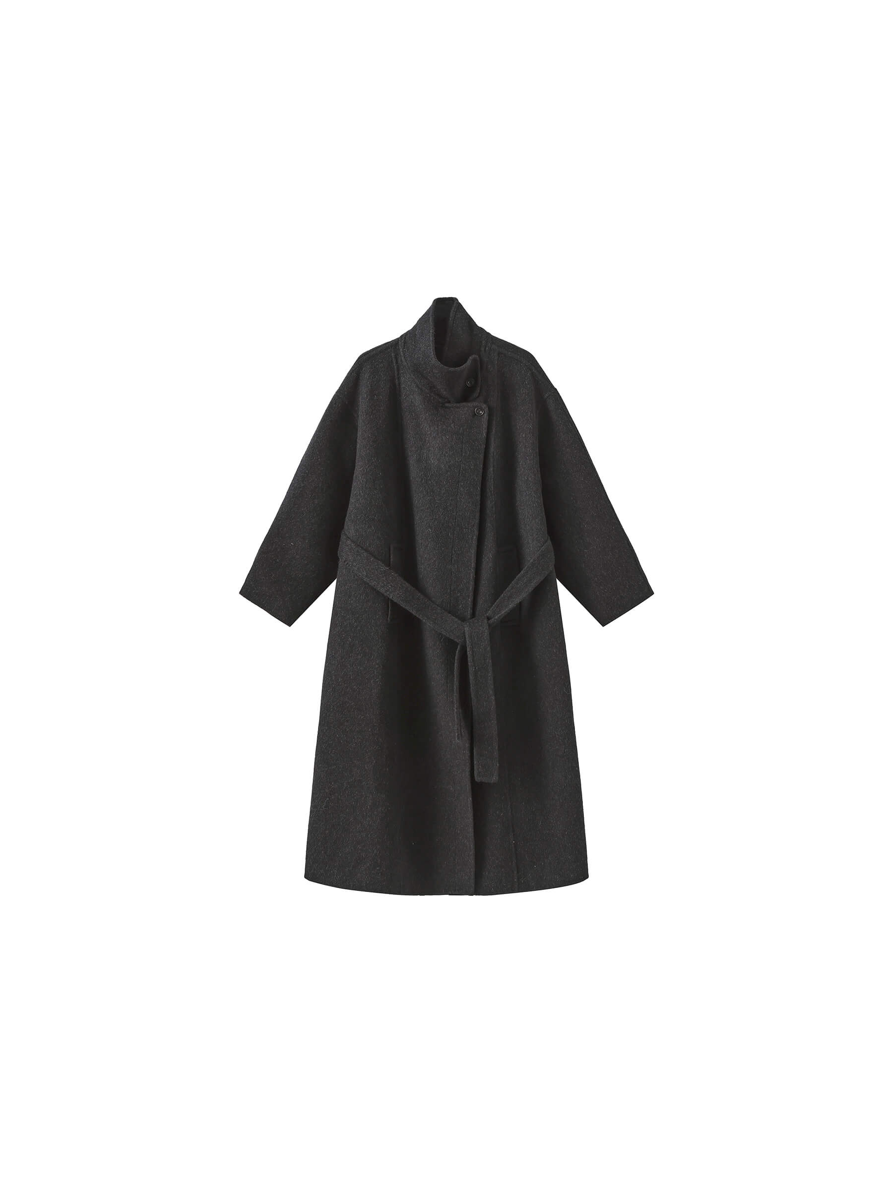ONE BY CUBIC Double Face Tailored 100% Sheep Wool Coat with Belt-8