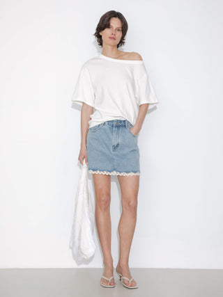C by CUBIC Embroidered Off-Shoulder T-Shirt