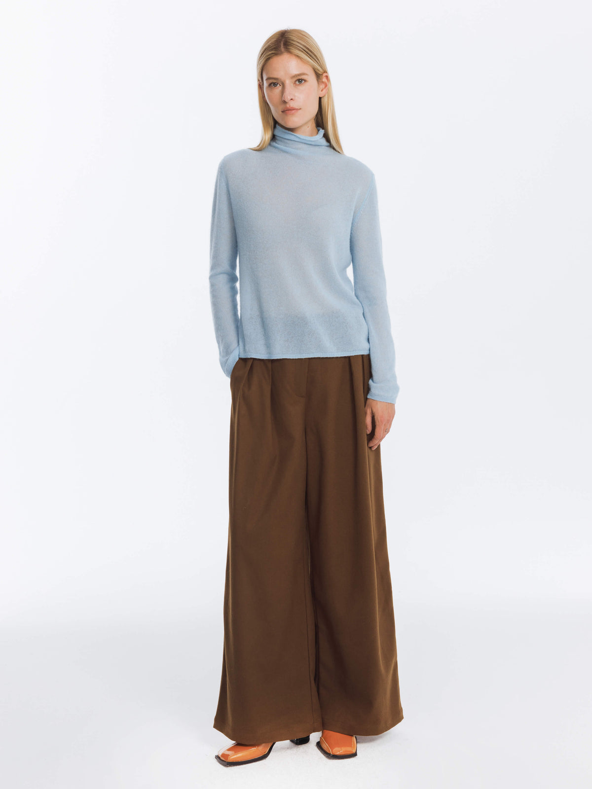 Wide Leg Double Pleated Trousers-16