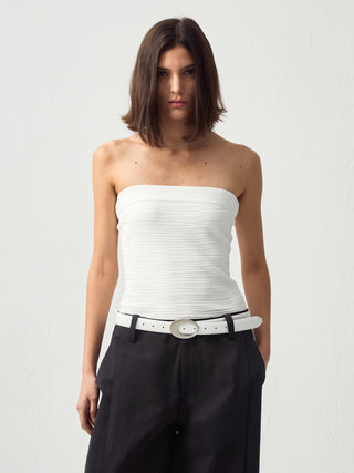 Sculpted Textured Fitted Knit Top