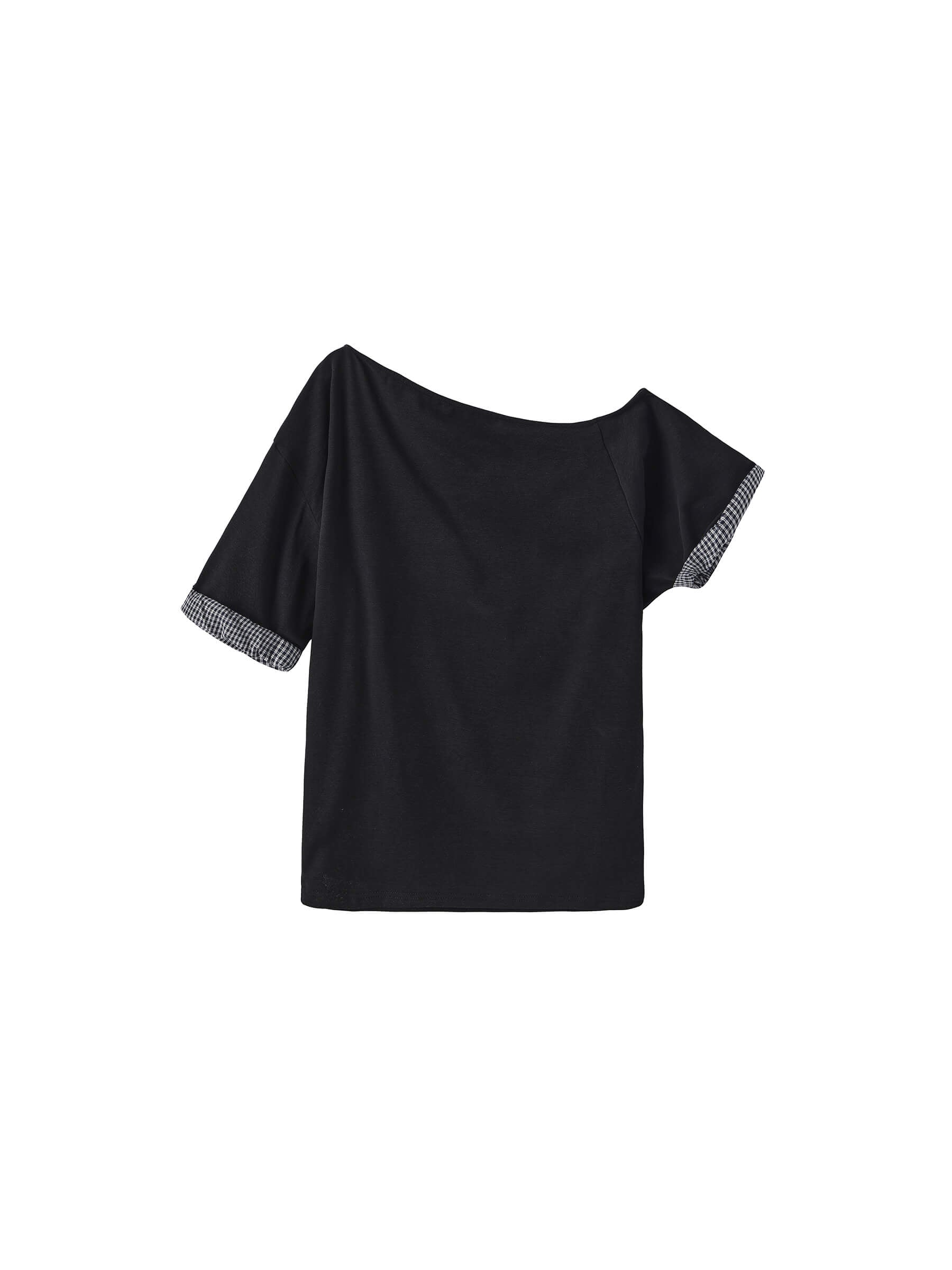 One-Shoulder Color-Block Short Sleeve Top-7