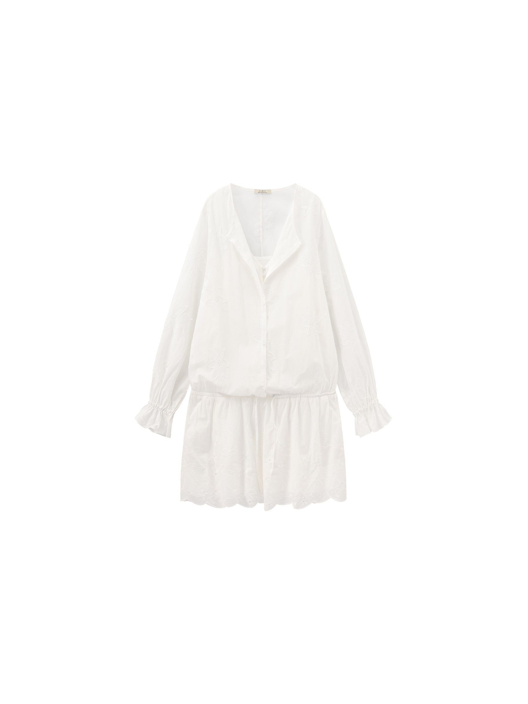 CUBIC Pure Cotton Shirt Dress with Lace-7