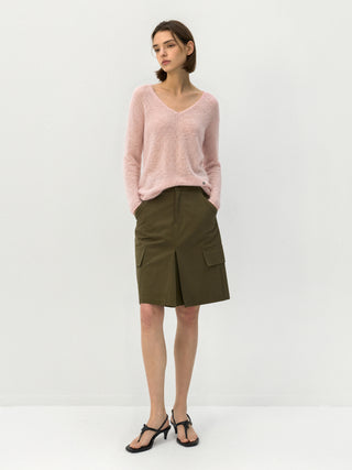 CUBIC Mohair Wool V-Neck Knit Top