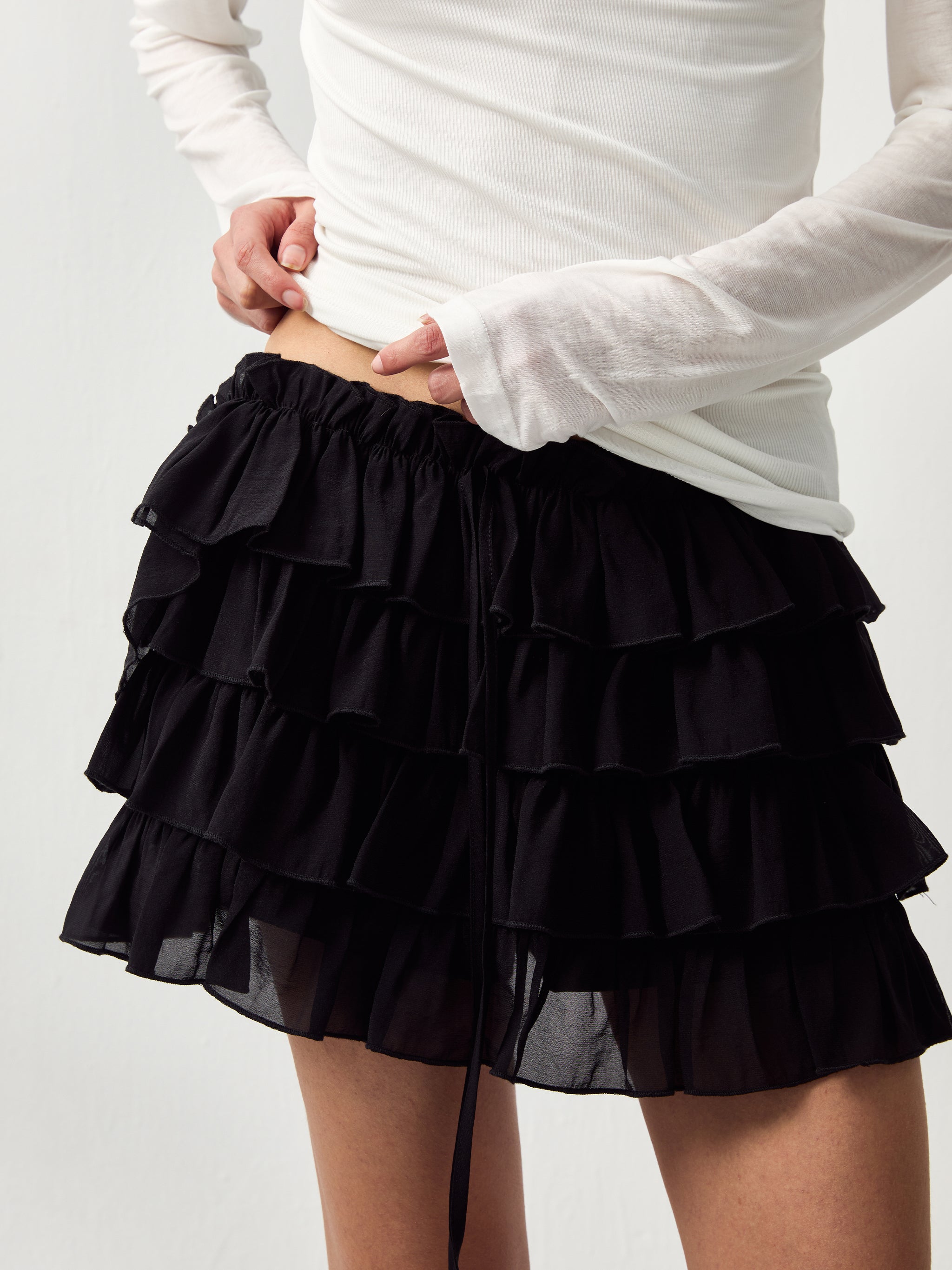 CUBIC Layered Ruffle Tiered Mini Skirt-8