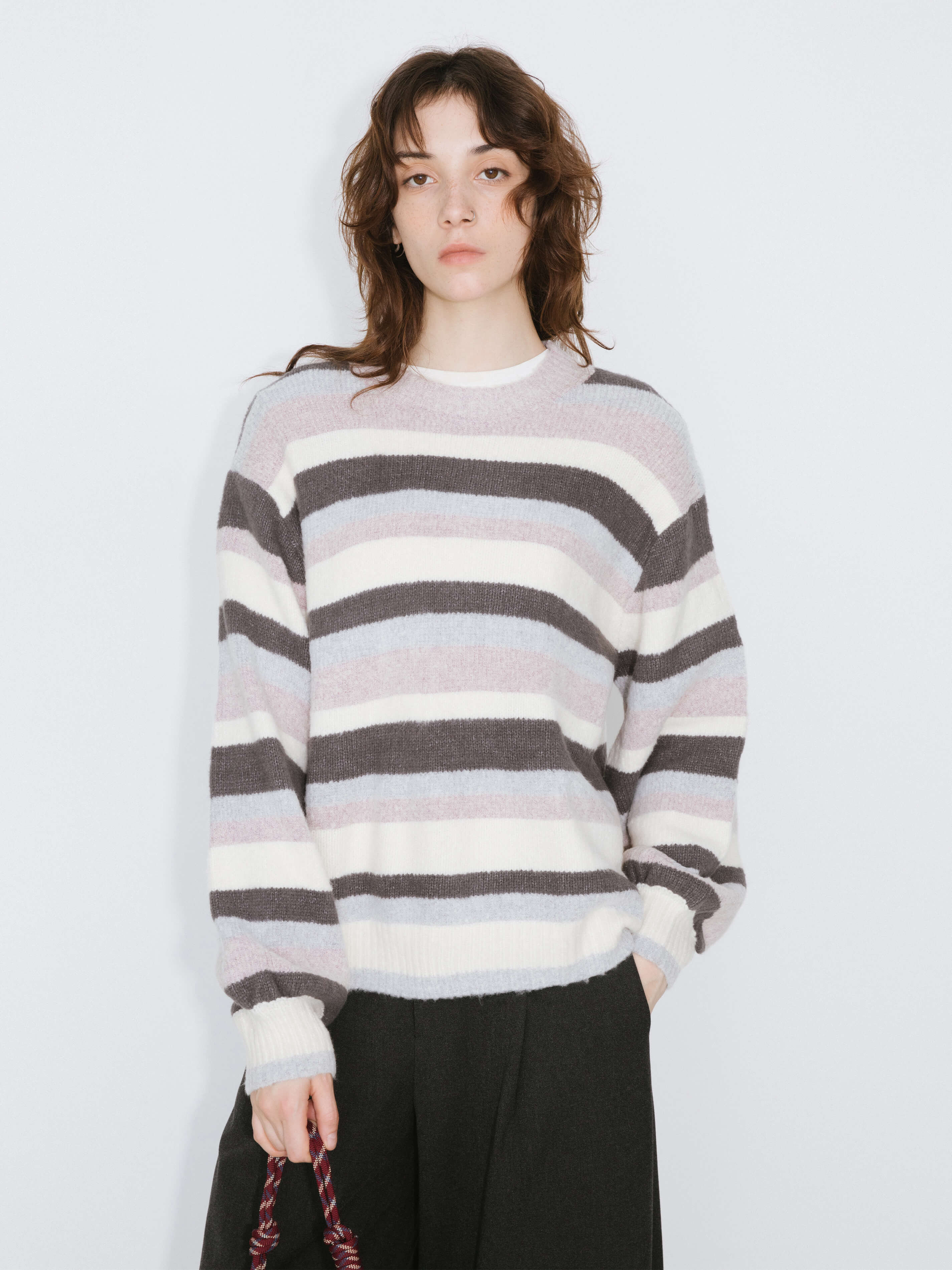 Oversized Striped Crew Knit Sweater-9