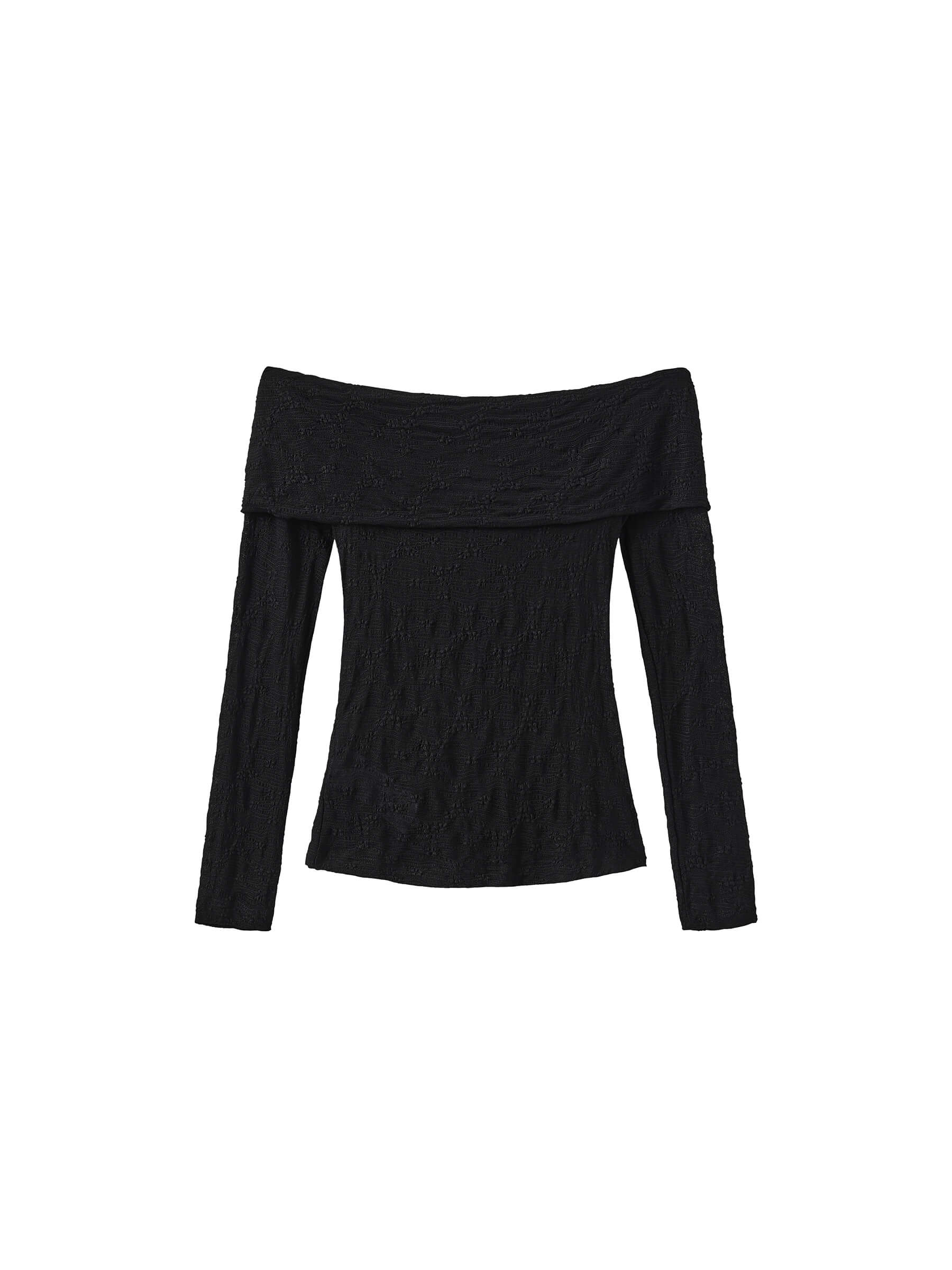 Pleated Off Shoulder Long Sleeves Top-9